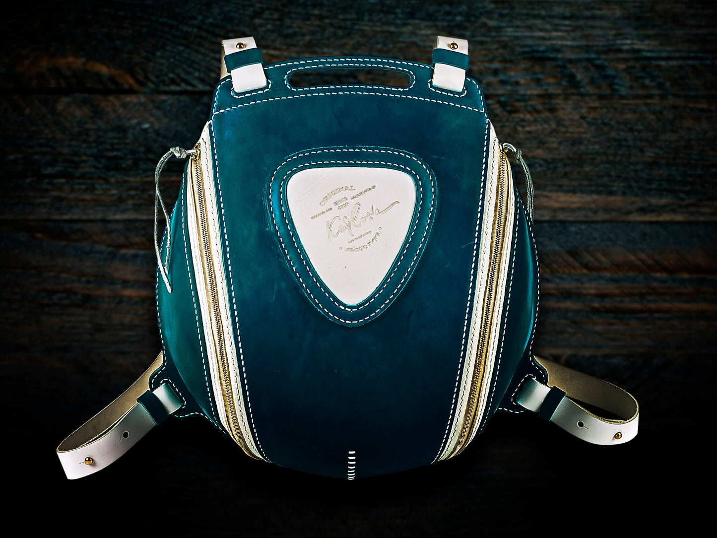 round backpack Printable Leather Craft DIY PDF Pattern by Karlova Design, Leatherwork Template for Hand Stitching