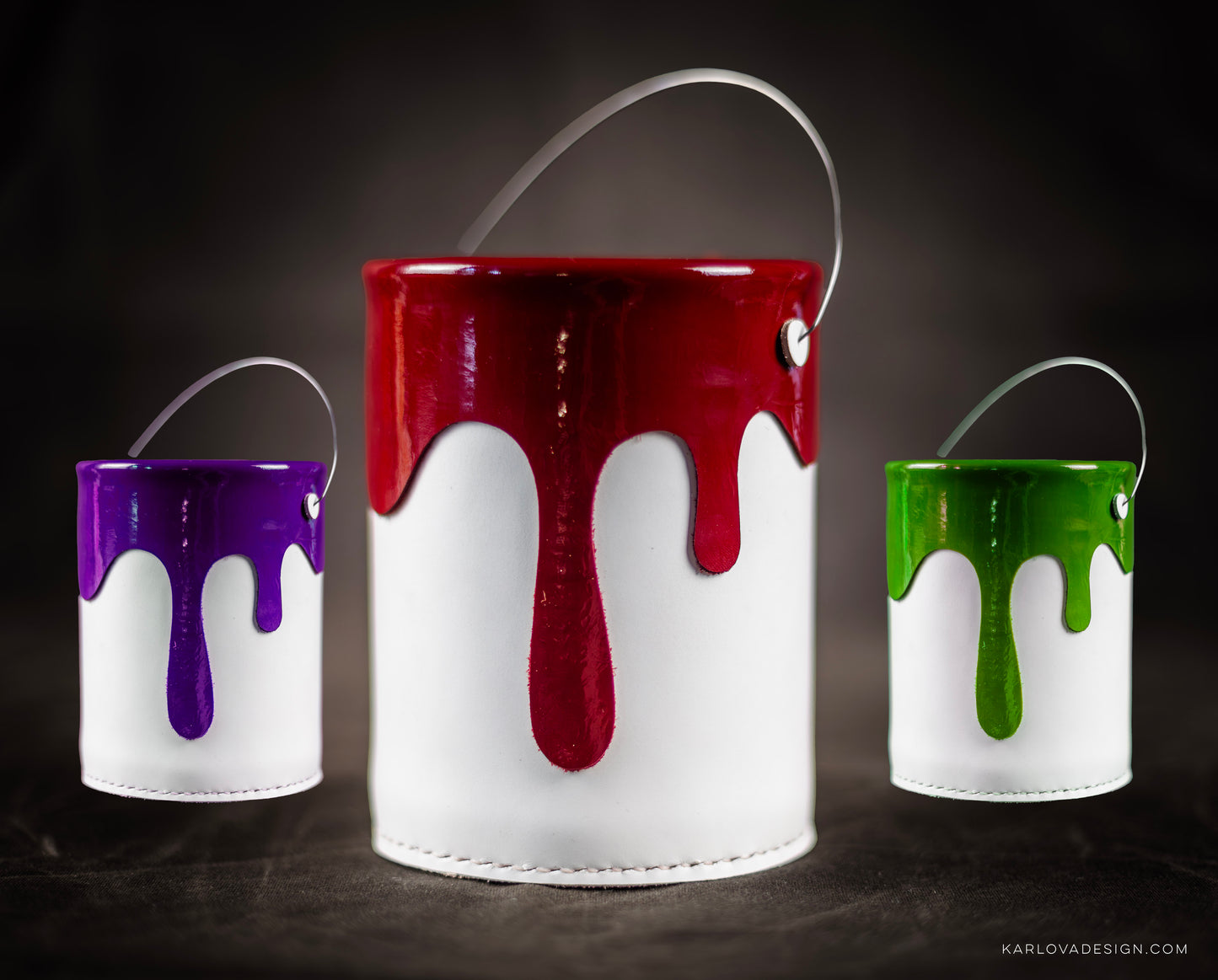 Leather Paint Bucket Pencil Cup Printable DIY PDF Pattern by Karlova Design, Leatherwork Template for Hand Stitching with Video Tutorial Build Along