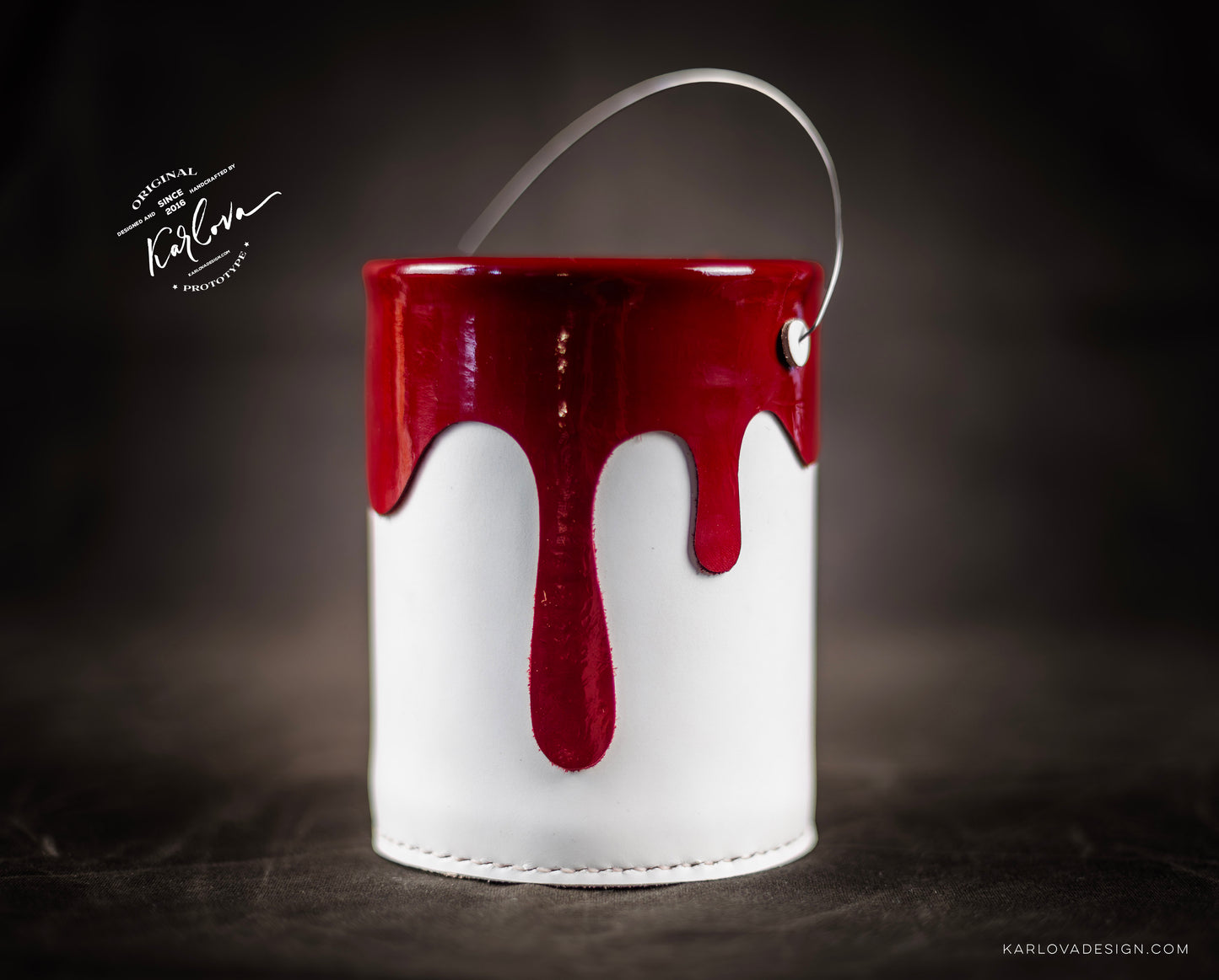 Leather Paint Bucket Pencil Cup Printable DIY PDF Pattern by Karlova Design, Leatherwork Template for Hand Stitching with Video Tutorial Build Along