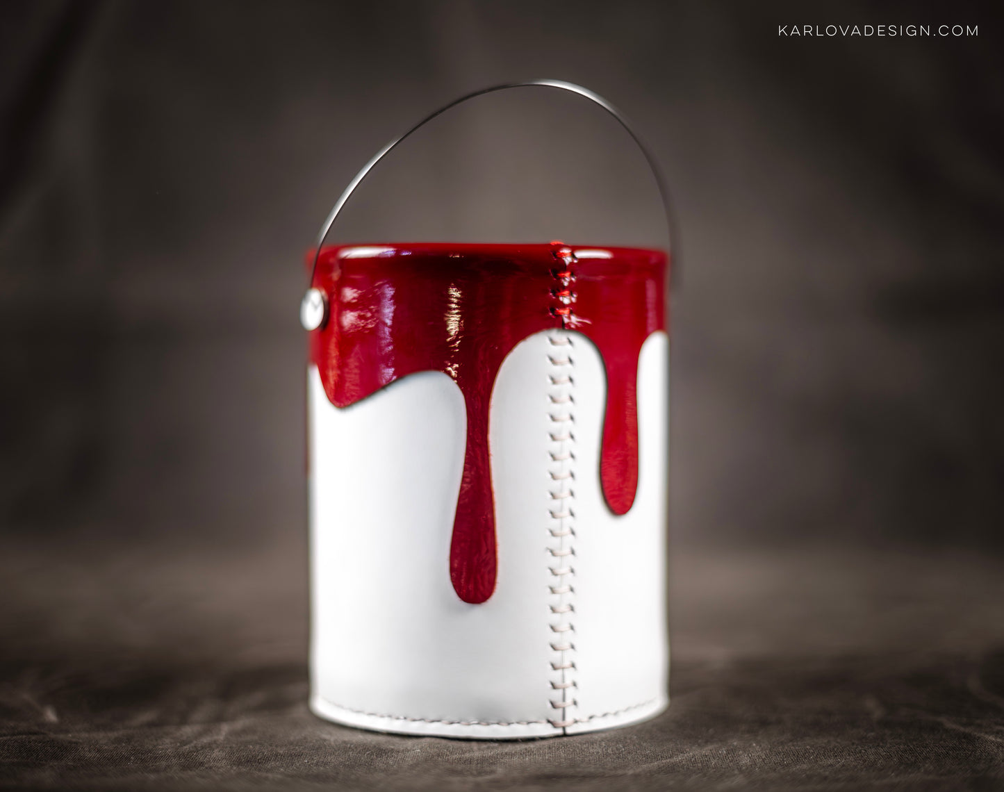Leather Paint Bucket Pencil Cup Printable DIY PDF Pattern by Karlova Design, Leatherwork Template for Hand Stitching with Video Tutorial Build Along