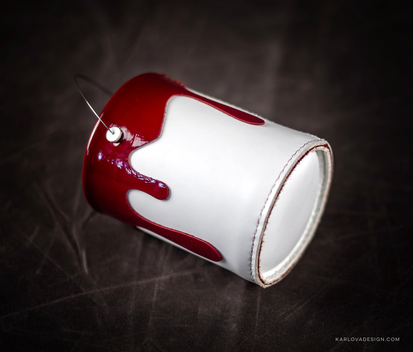 Leather Paint Bucket Pencil Cup Printable DIY PDF Pattern by Karlova Design, Leatherwork Template for Hand Stitching with Video Tutorial Build Along