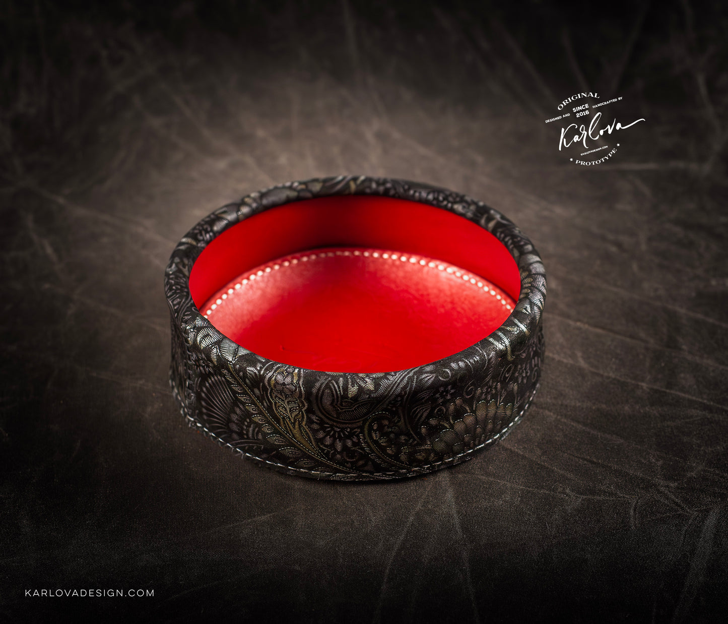 Leather Trinket Tray Printable DIY PDF Pattern by Karlova Design, Leatherwork Template for Hand Stitching with Video Tutorial Build Along