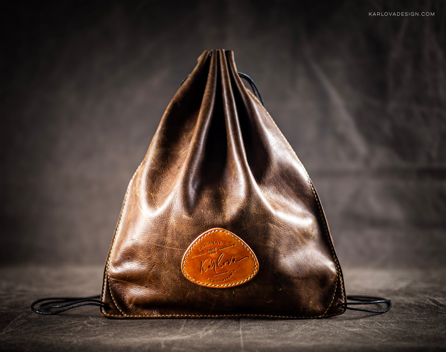 Leather Simple Drawstring Backpack Printable DIY PDF Pattern by Karlova Design, Leatherwork Template for Hand Stitching with Video Tutorial Build Along