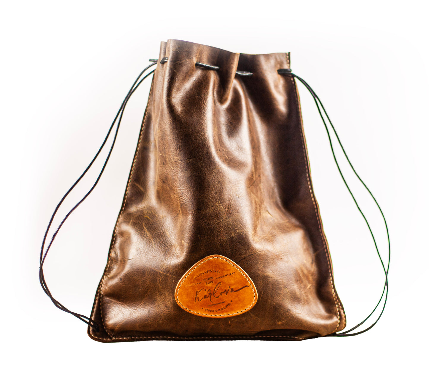 Leather Simple Drawstring Backpack Printable DIY PDF Pattern by Karlova Design, Leatherwork Template for Hand Stitching with Video Tutorial Build Along