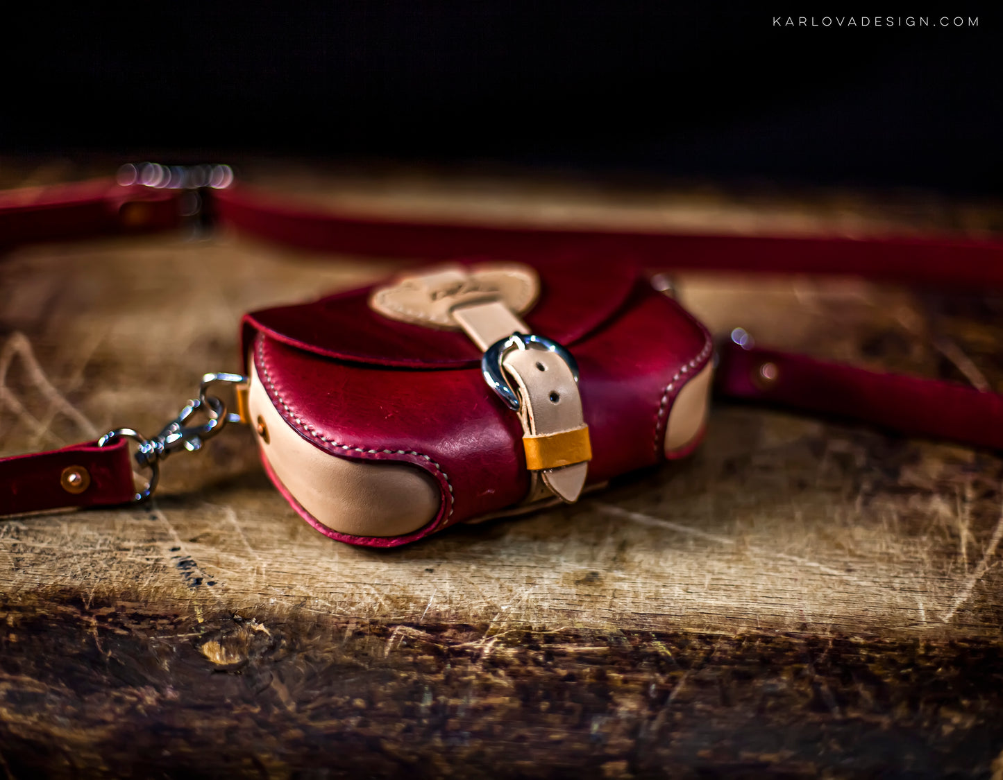 Mini Crossbody Bag, Tiny Purse Printable Leather Craft DIY PDF Pattern by Karlova Design, Leatherwork Template for Hand Stitching