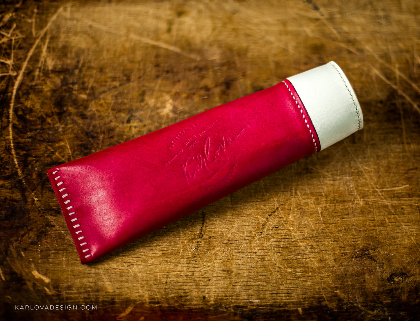 Paint or Cream Tube Pencil Case Printable Leather Craft DIY PDF Pattern by Karlova Design, Leatherwork Template for Hand Stitching