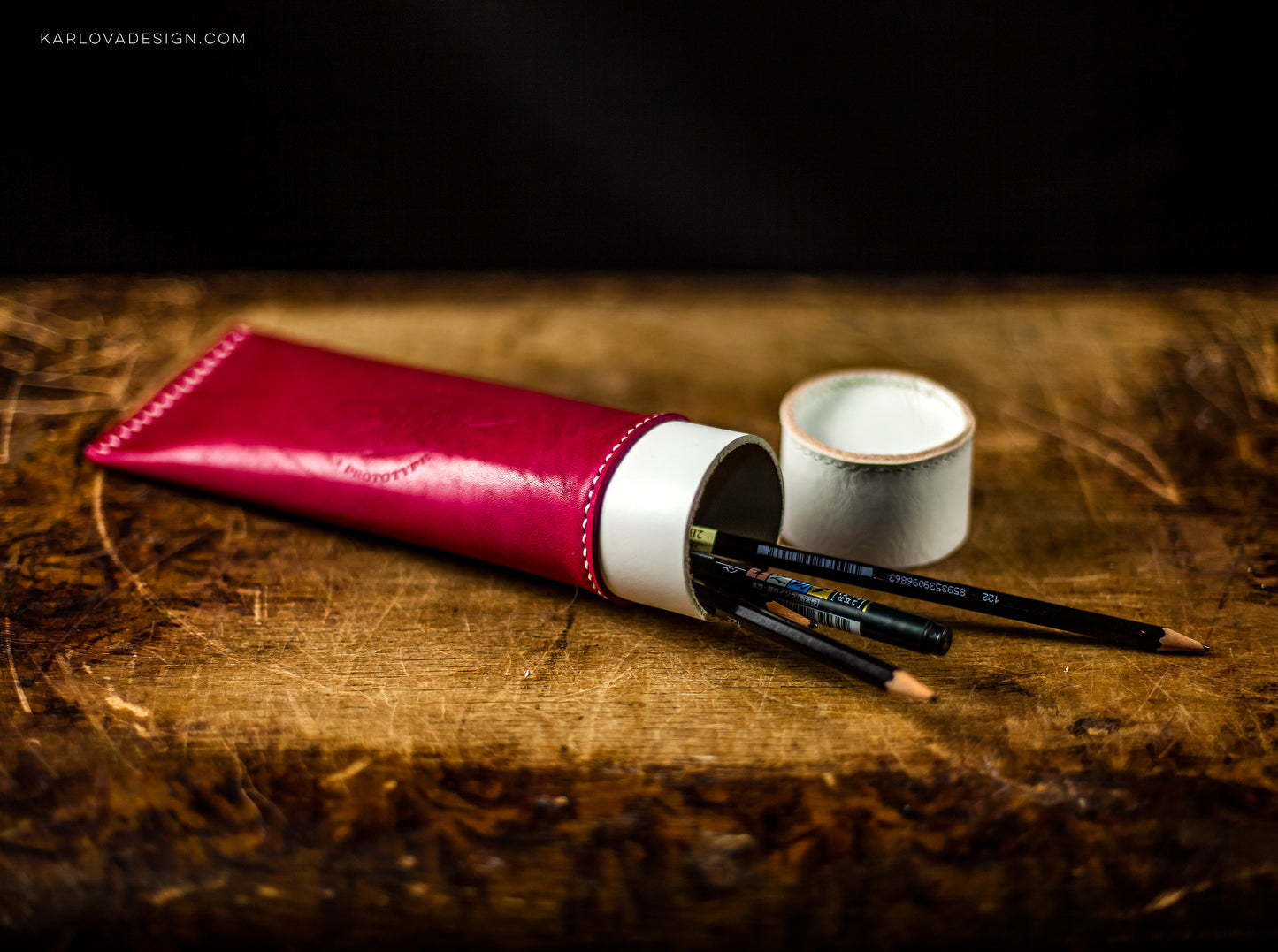 Paint or Cream Tube Pencil Case Printable Leather Craft DIY PDF Pattern by Karlova Design, Leatherwork Template for Hand Stitching