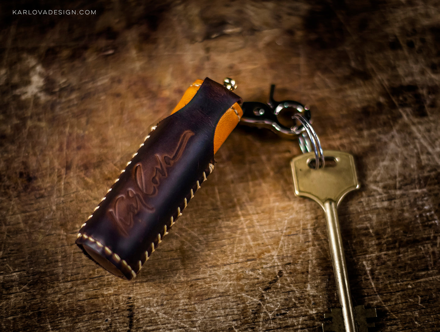 Toothpick Case Key Fob Printable Leather Craft DIY PDF Pattern by Karlova Design, Leatherwork Template for Hand Stitching