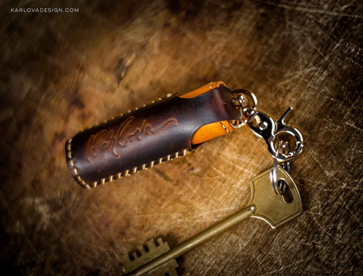 Toothpick Case Key Fob Printable Leather Craft DIY PDF Pattern by Karlova Design, Leatherwork Template for Hand Stitching