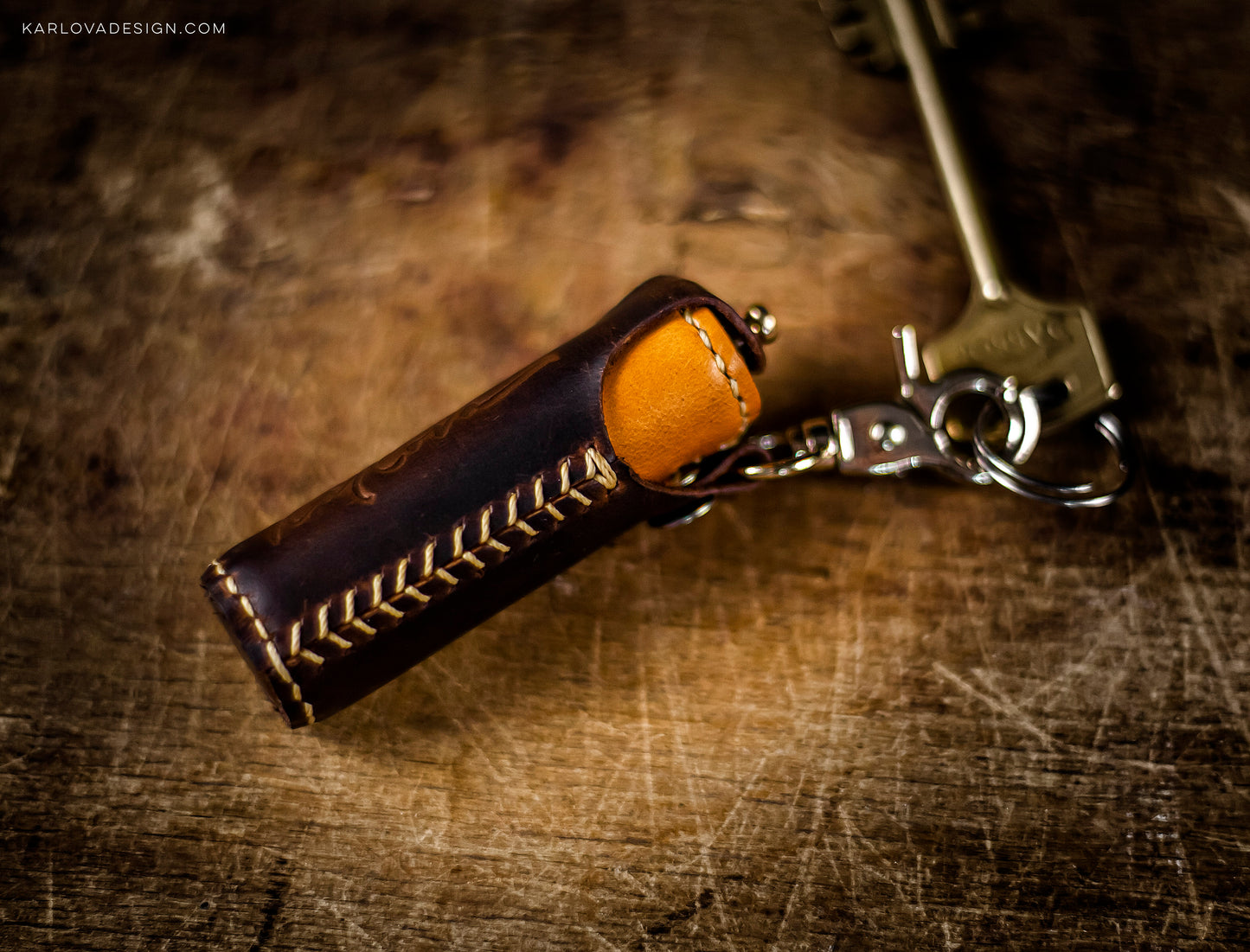 Toothpick Case Key Fob Printable Leather Craft DIY PDF Pattern by Karlova Design, Leatherwork Template for Hand Stitching