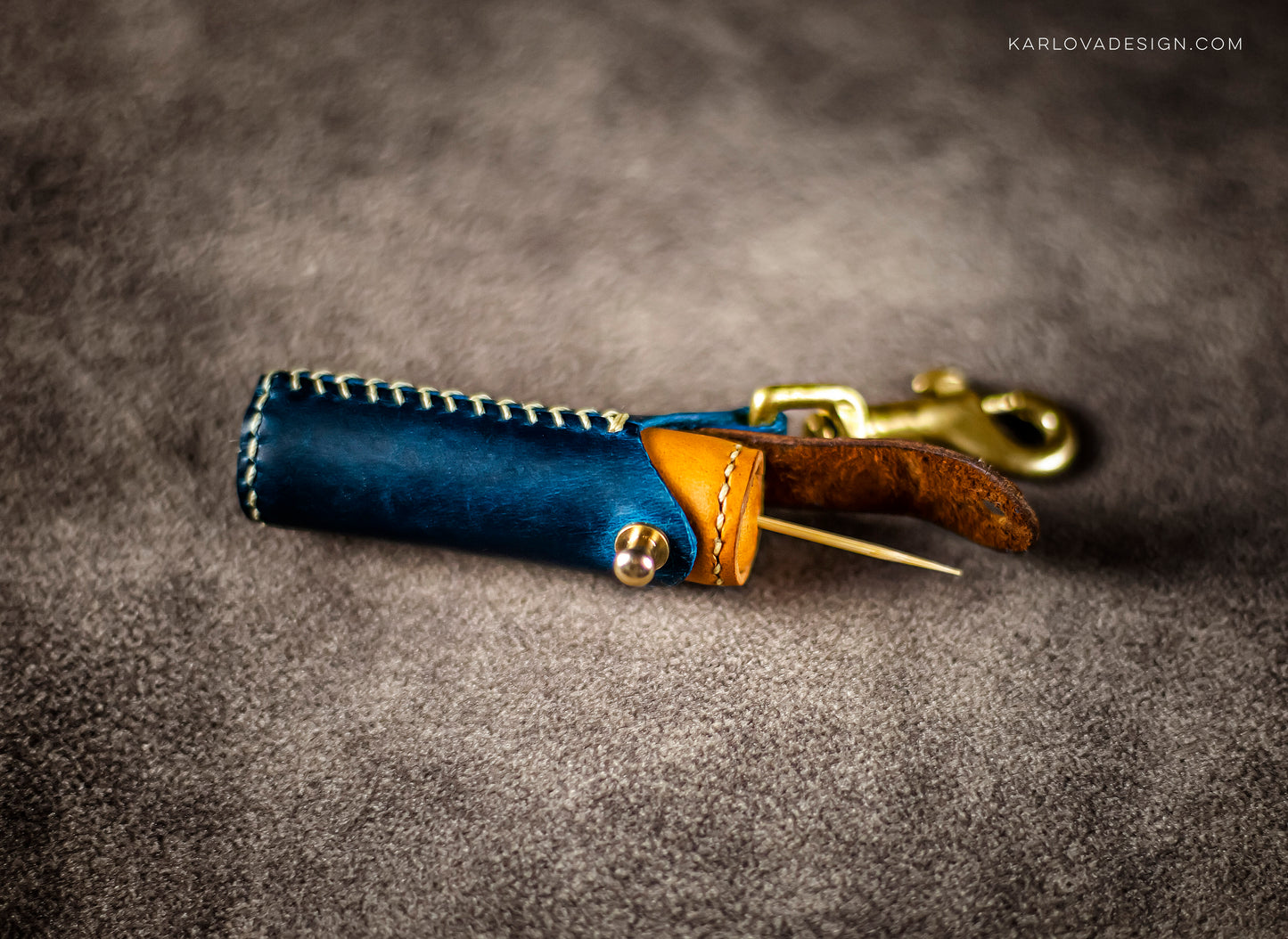 Toothpick Case Key Fob Printable Leather Craft DIY PDF Pattern by Karlova Design, Leatherwork Template for Hand Stitching
