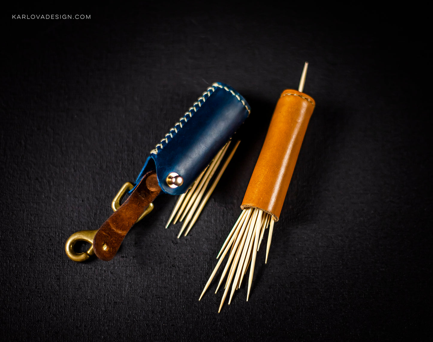 Toothpick Case Key Fob Printable Leather Craft DIY PDF Pattern by Karlova Design, Leatherwork Template for Hand Stitching