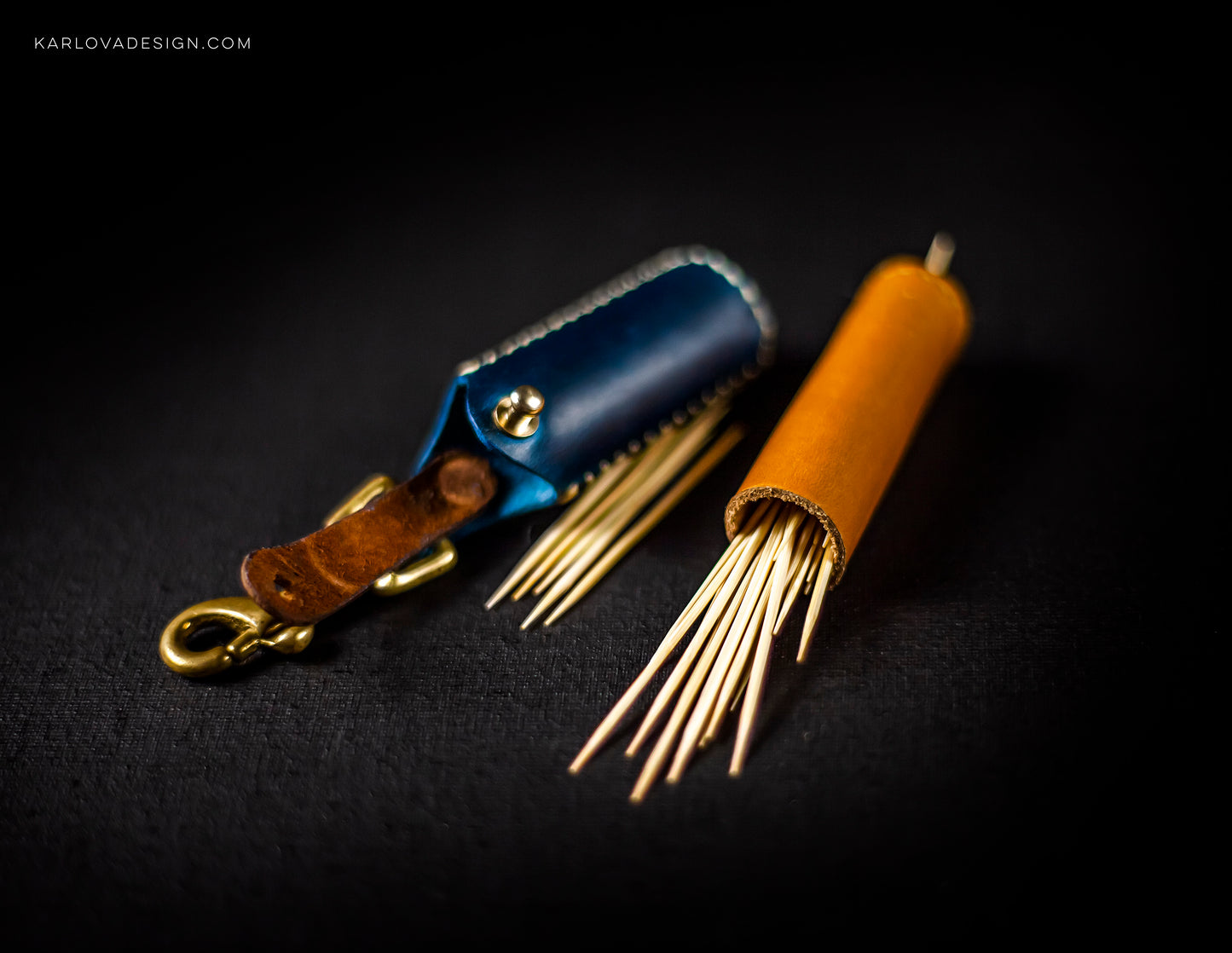 Toothpick Case Key Fob Printable Leather Craft DIY PDF Pattern by Karlova Design, Leatherwork Template for Hand Stitching
