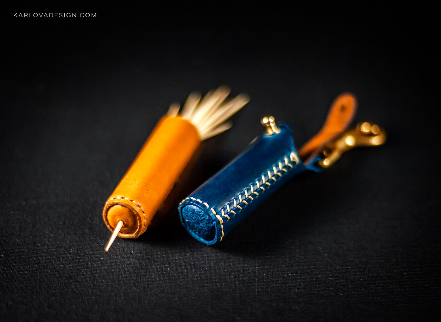 Toothpick Case Key Fob Printable Leather Craft DIY PDF Pattern by Karlova Design, Leatherwork Template for Hand Stitching