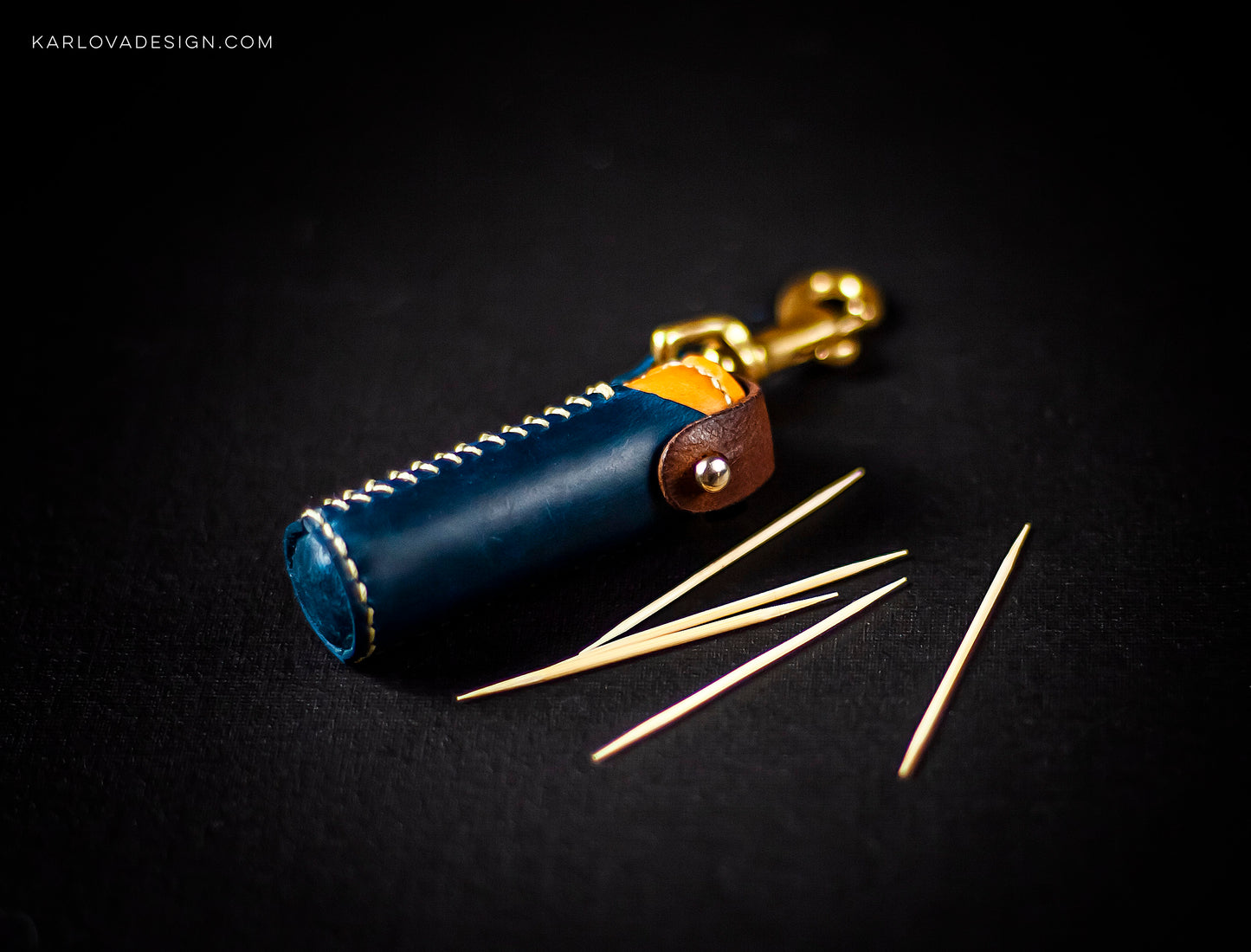 Toothpick Case Key Fob Printable Leather Craft DIY PDF Pattern by Karlova Design, Leatherwork Template for Hand Stitching