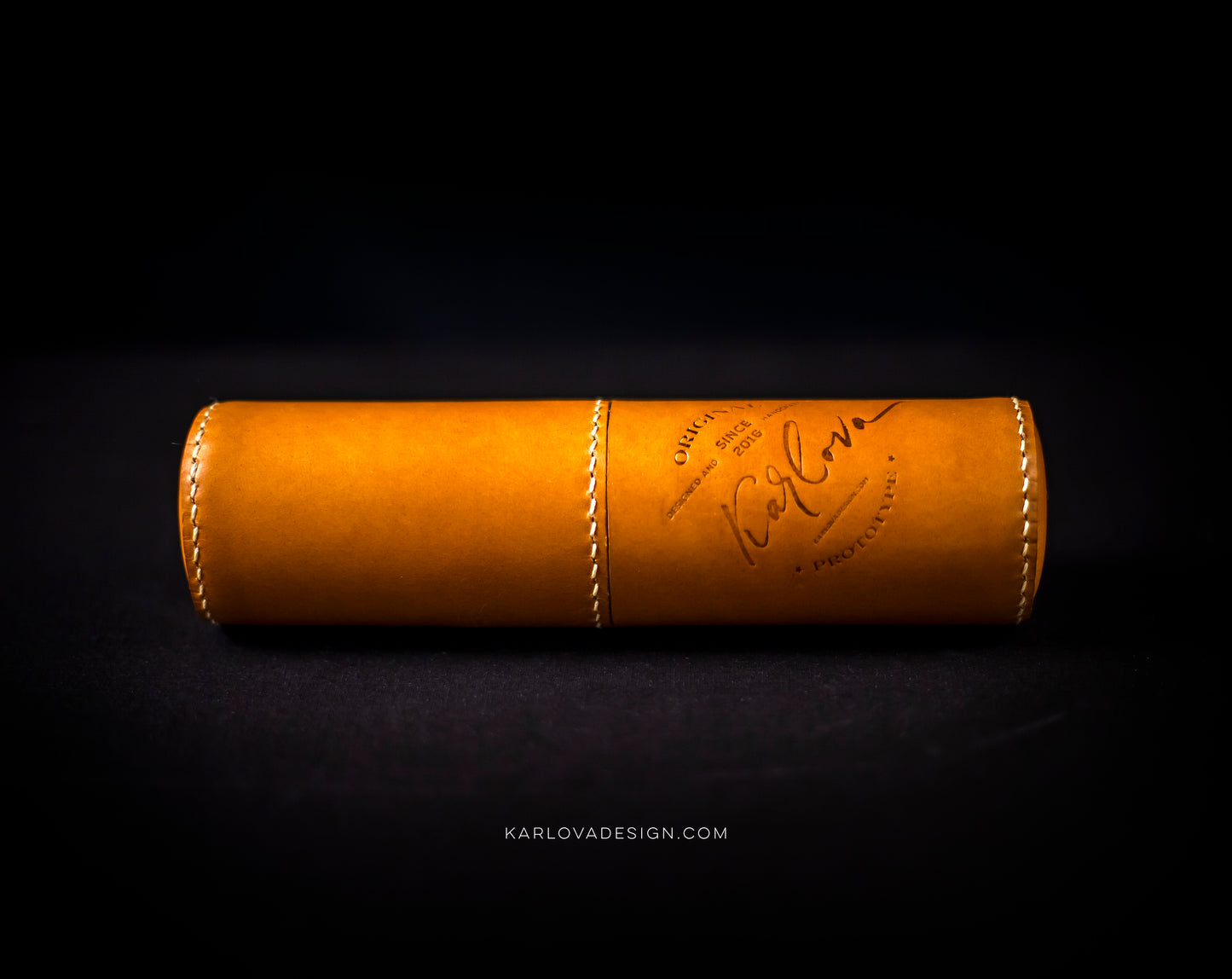 Classic Minimalist Cylinder Pencil Case Printable Leather Craft DIY PDF Pattern by Karlova Design, Leatherwork Template for Hand Stitching