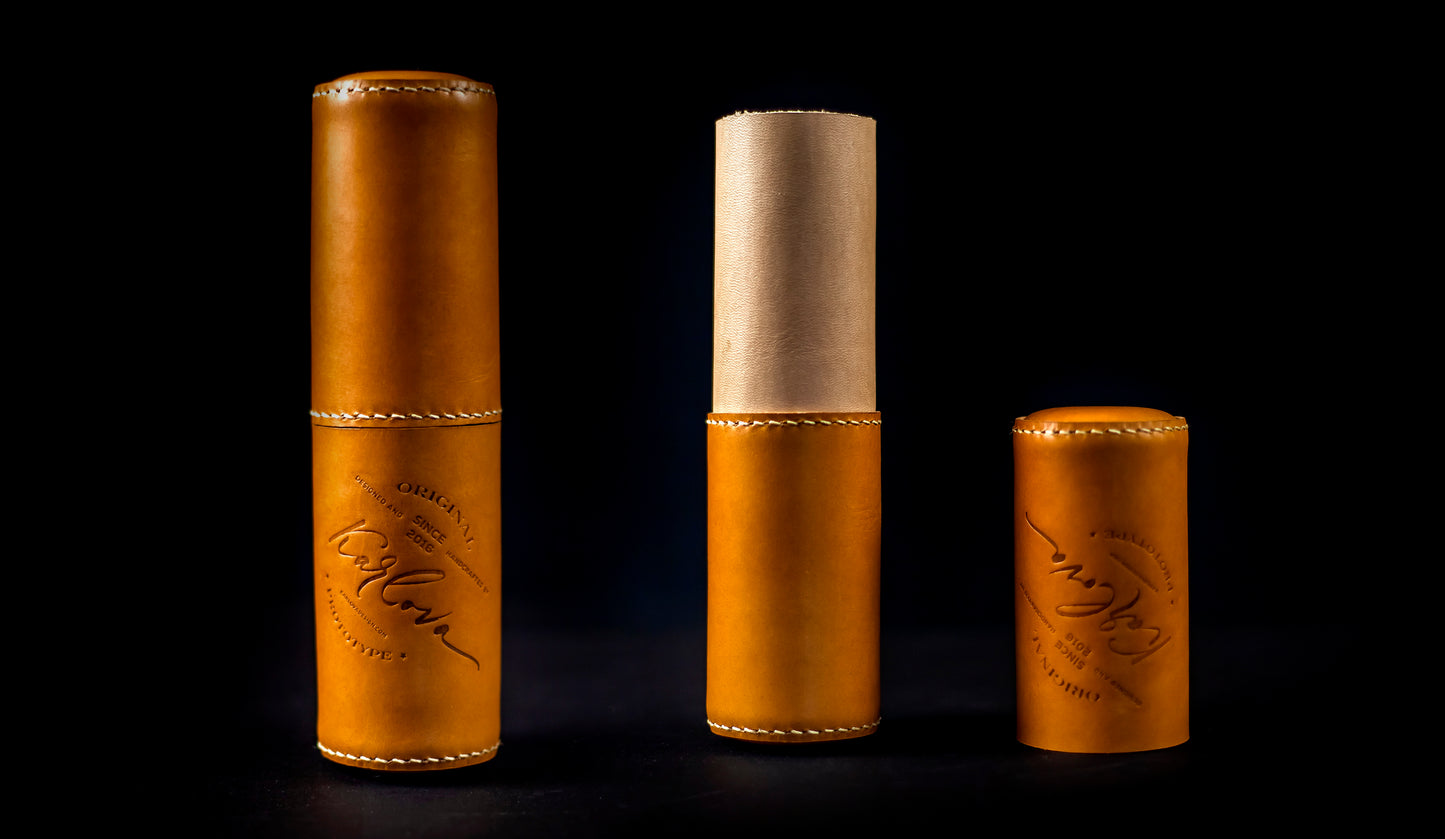 Classic Minimalist Cylinder Pencil Case Printable Leather Craft DIY PDF Pattern by Karlova Design, Leatherwork Template for Hand Stitching