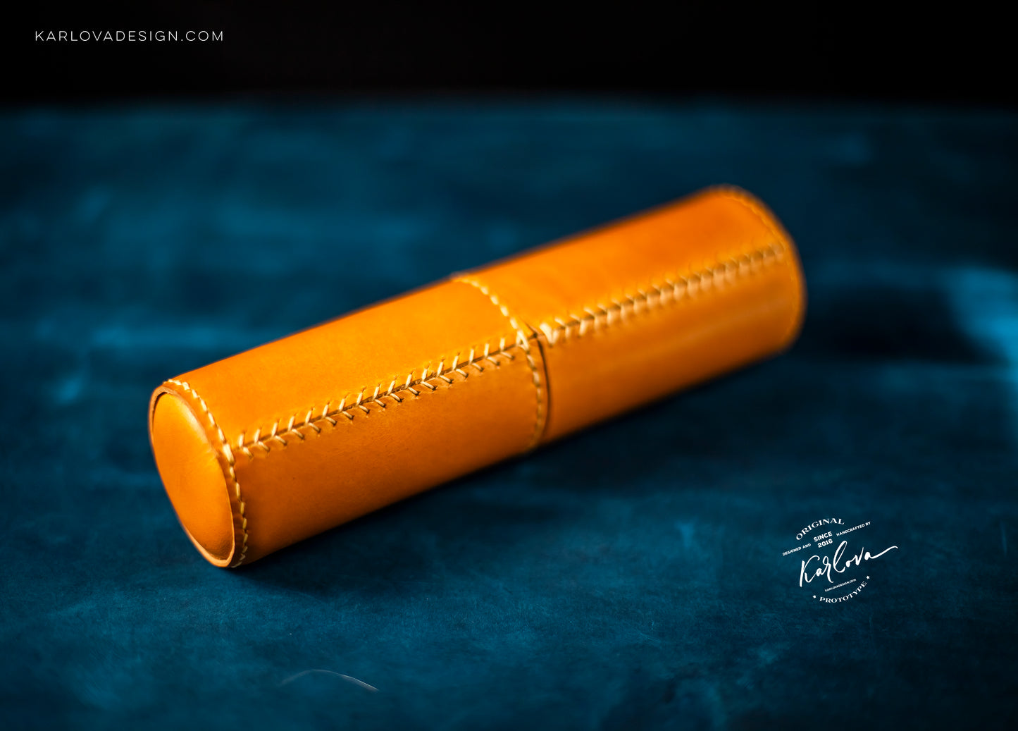 Classic Minimalist Cylinder Pencil Case Printable Leather Craft DIY PDF Pattern by Karlova Design, Leatherwork Template for Hand Stitching