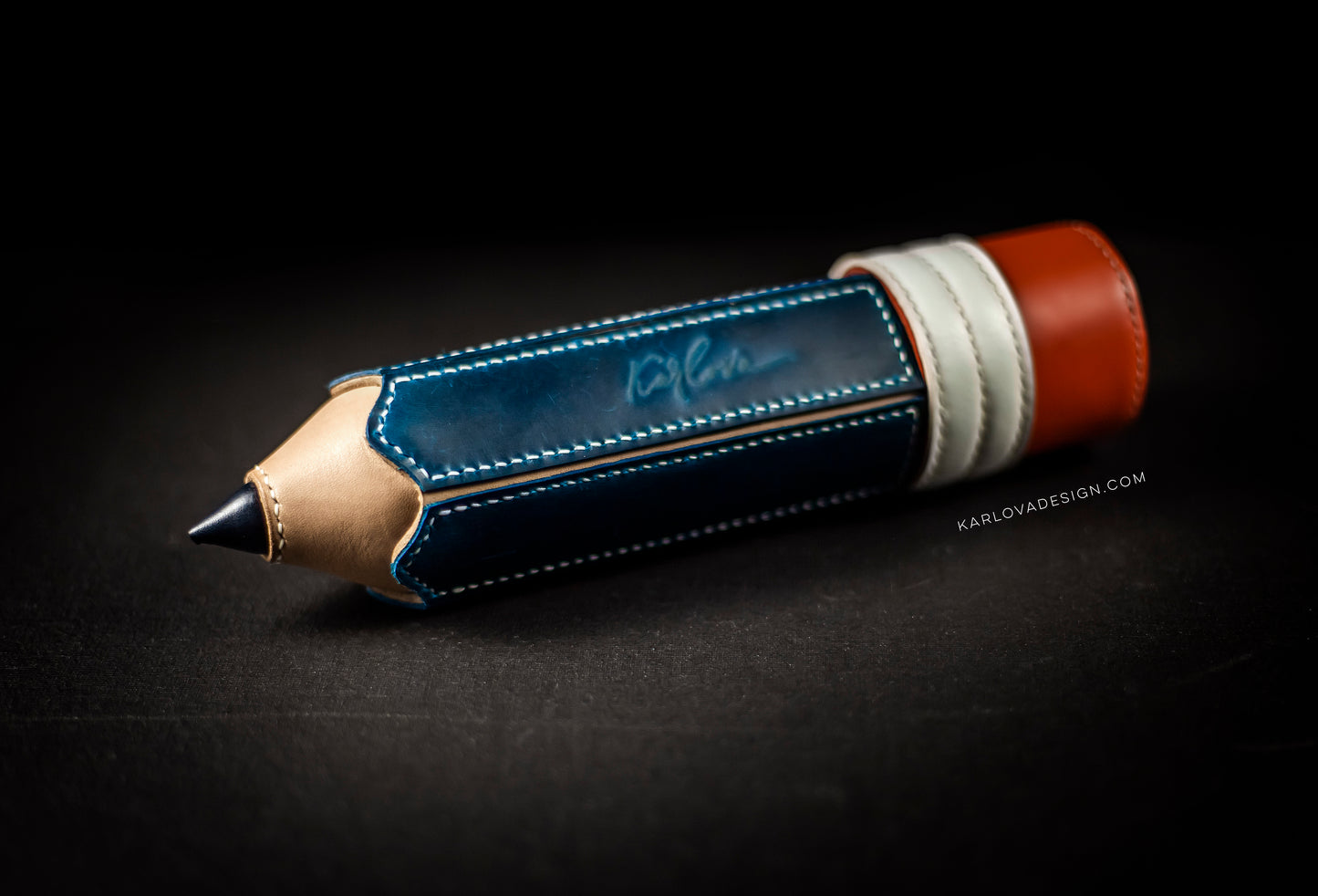 Pencil Case Printable Leather Craft DIY PDF Pattern by Karlova Design, Leatherwork Template for Hand Stitching