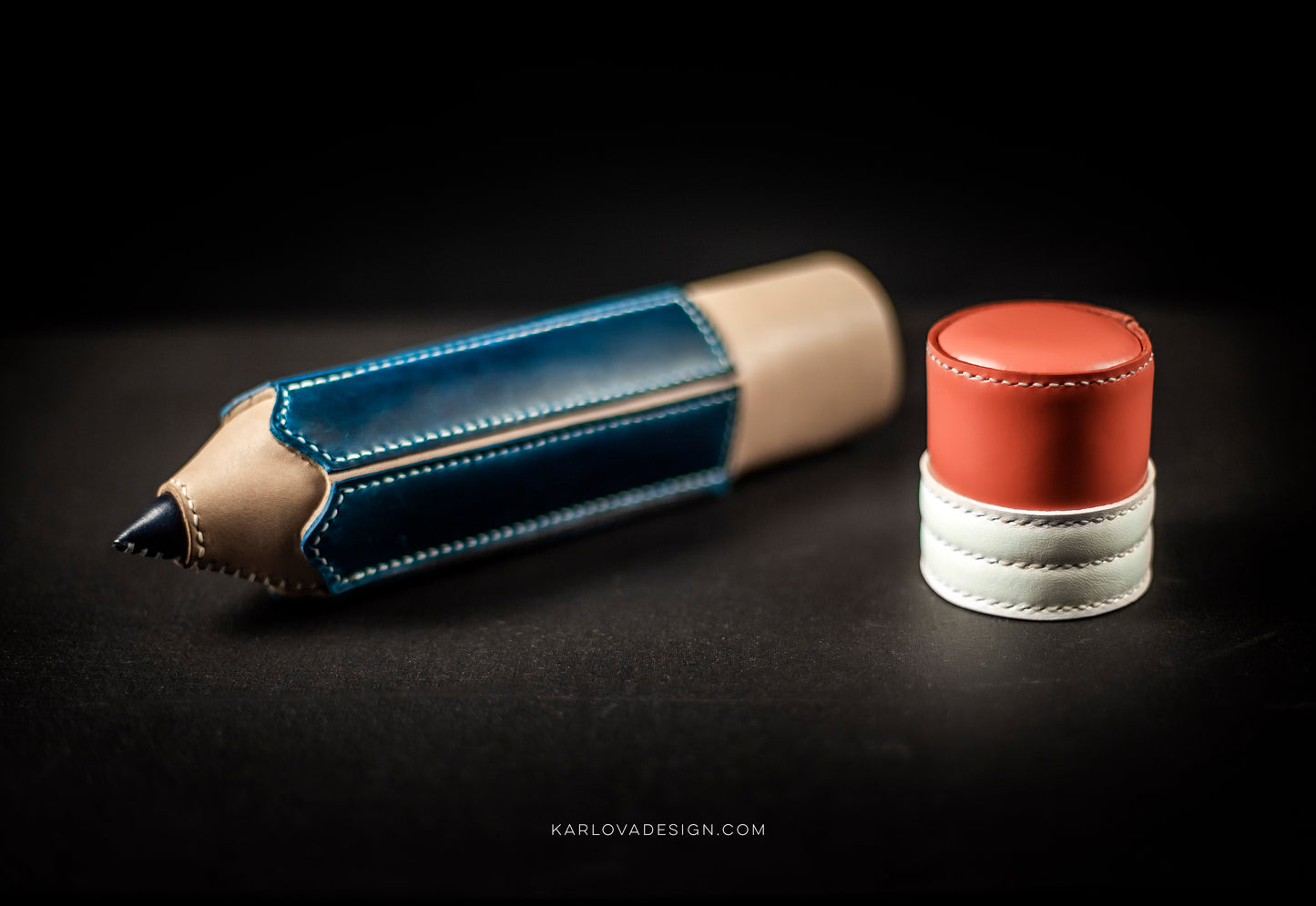 Pencil Case Printable Leather Craft DIY PDF Pattern by Karlova Design, Leatherwork Template for Hand Stitching