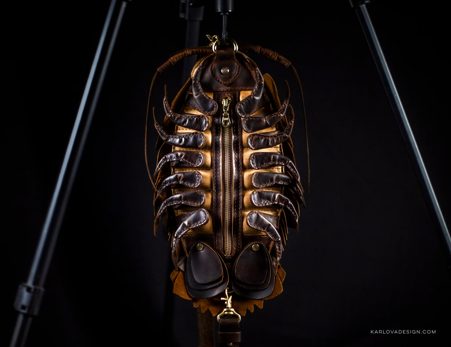Giant Isopod Sling Bag, Bathynomus, Printable Leather Craft DIY PDF Pattern by Karlova Design, Leatherwork Template for Hand Stitching