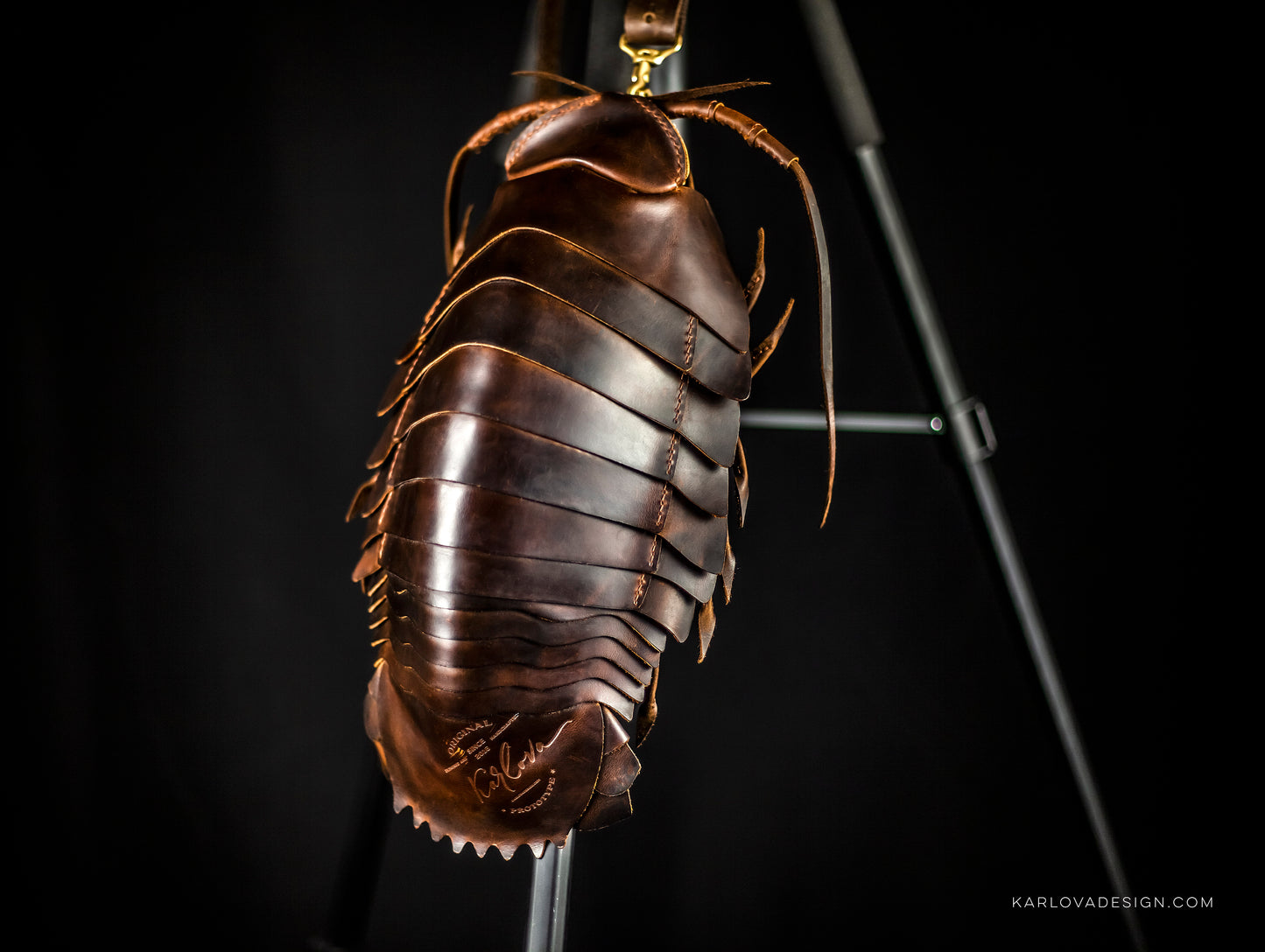 Giant Isopod Sling Bag, Bathynomus, Printable Leather Craft DIY PDF Pattern by Karlova Design, Leatherwork Template for Hand Stitching