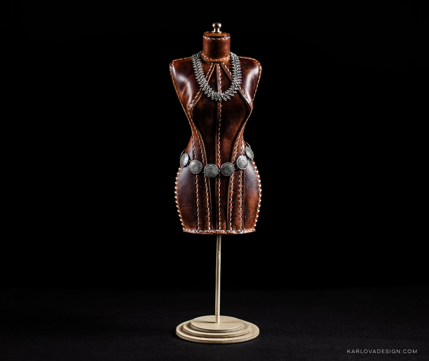 Mini Dress Form, Taylor's Dummy, Toy Mannequin Printable Leather Craft DIY PDF Pattern by Karlova Design, Leatherwork Template for Hand Stitching