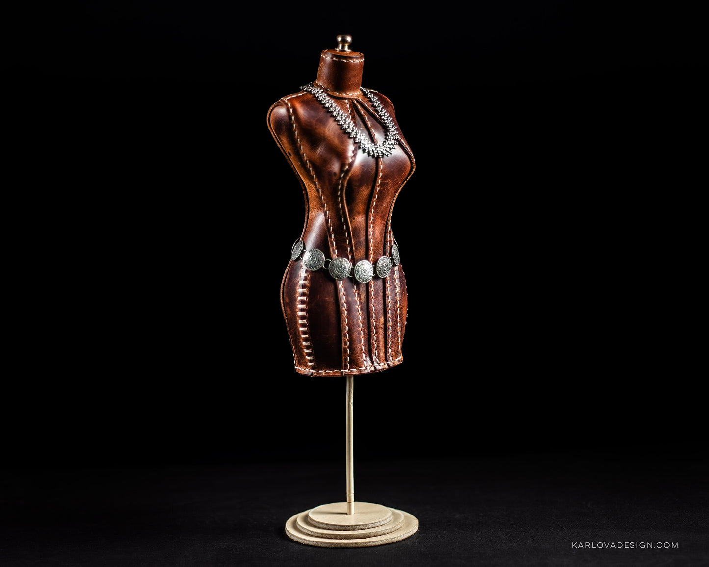 Mini Dress Form, Taylor's Dummy, Toy Mannequin Printable Leather Craft DIY PDF Pattern by Karlova Design, Leatherwork Template for Hand Stitching