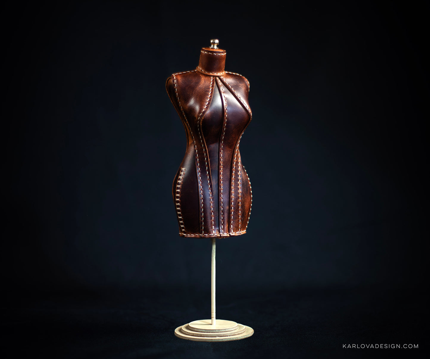 Mini Dress Form, Taylor's Dummy, Toy Mannequin Printable Leather Craft DIY PDF Pattern by Karlova Design, Leatherwork Template for Hand Stitching