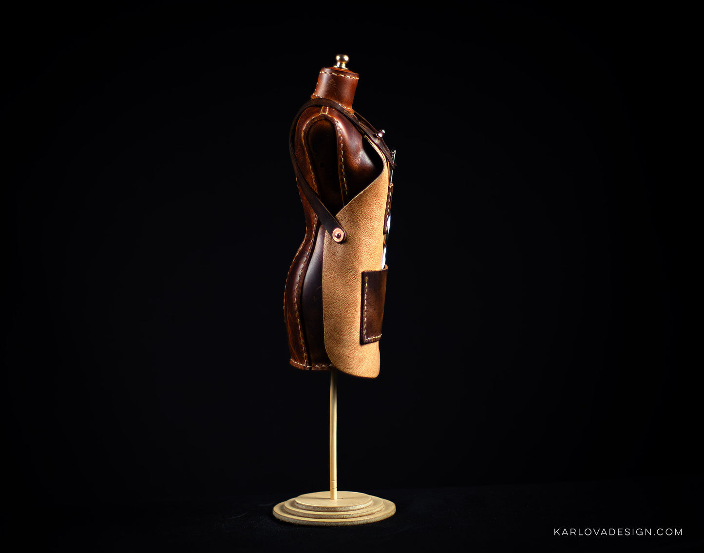 Mini Doll Leather Workshop Apron For Dress Form Printable Leather Craft DIY PDF Pattern by Karlova Design, Leatherwork Template for Hand Stitching