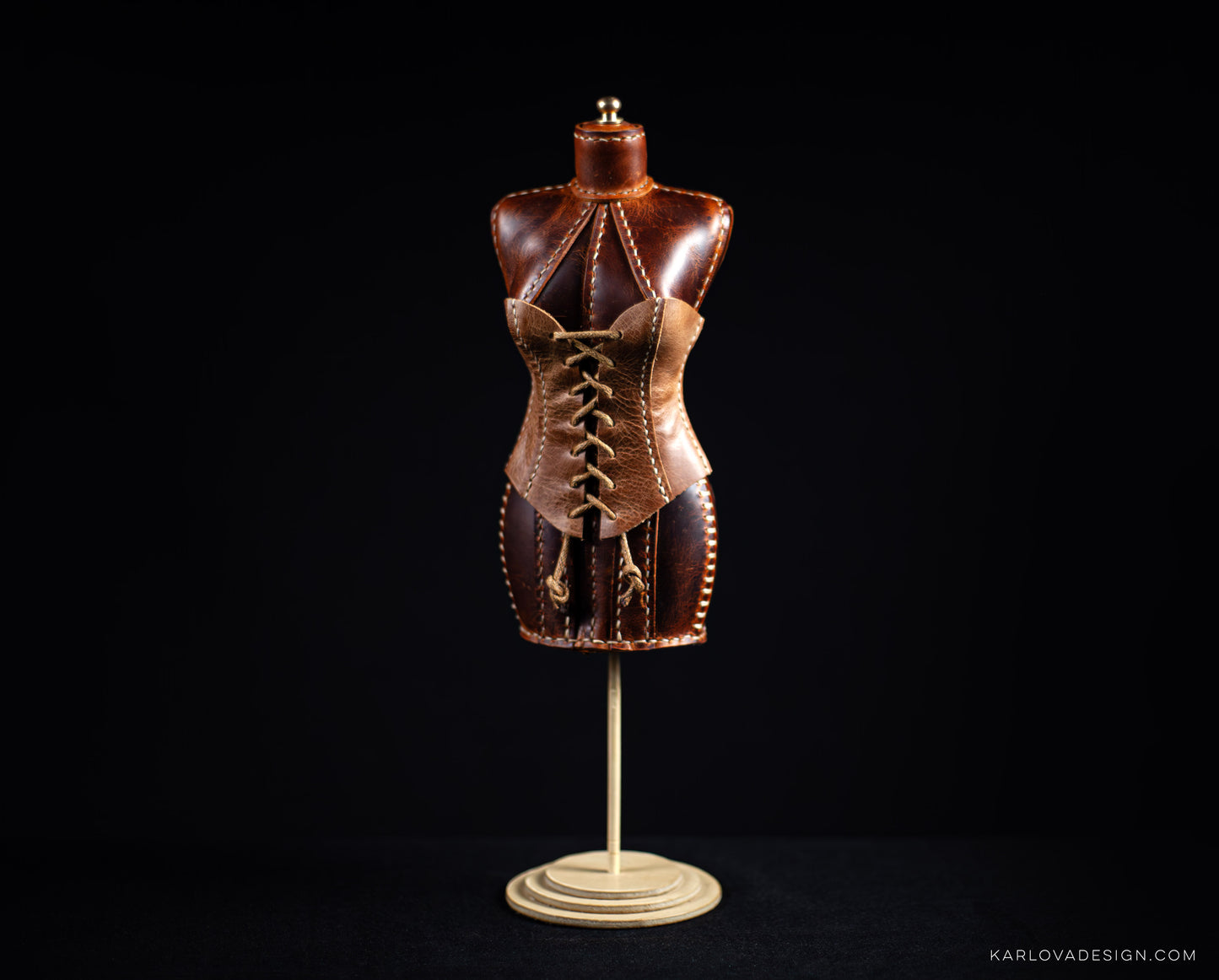 Mini Doll Corset For Dress Form Printable Leather Craft DIY PDF Pattern by Karlova Design, Leatherwork Template for Hand Stitching