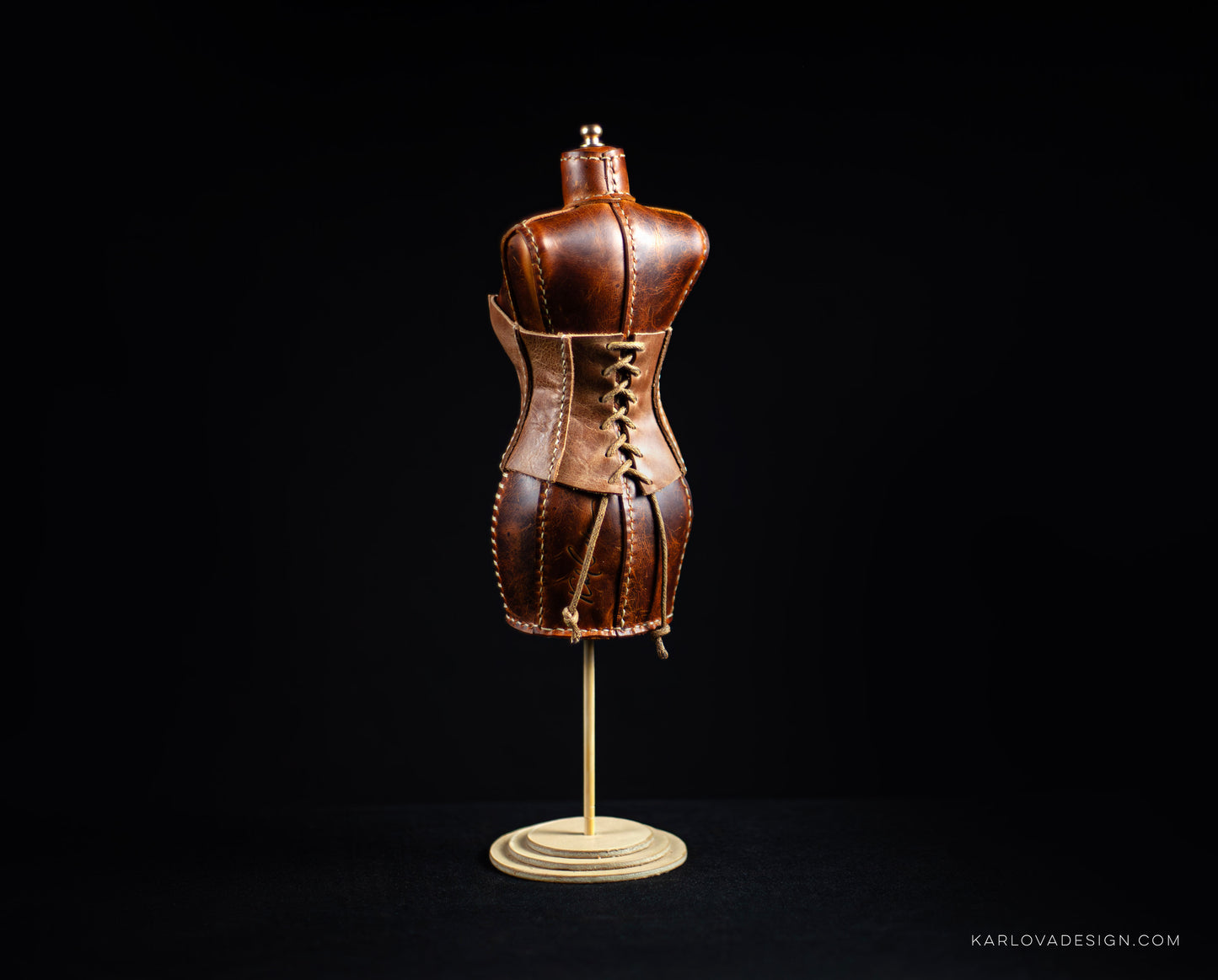 Mini Doll Corset For Dress Form Printable Leather Craft DIY PDF Pattern by Karlova Design, Leatherwork Template for Hand Stitching