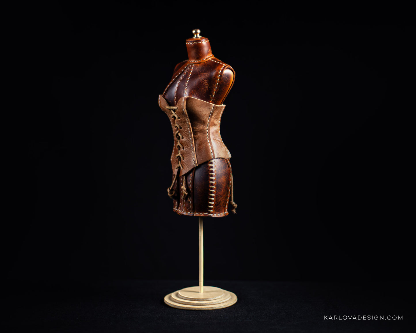 Mini Doll Corset For Dress Form Printable Leather Craft DIY PDF Pattern by Karlova Design, Leatherwork Template for Hand Stitching
