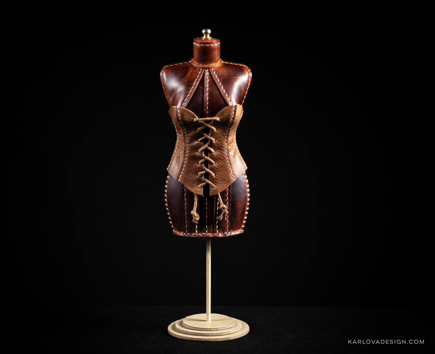 Mini Doll Corset For Dress Form Printable Leather Craft DIY PDF Pattern by Karlova Design, Leatherwork Template for Hand Stitching