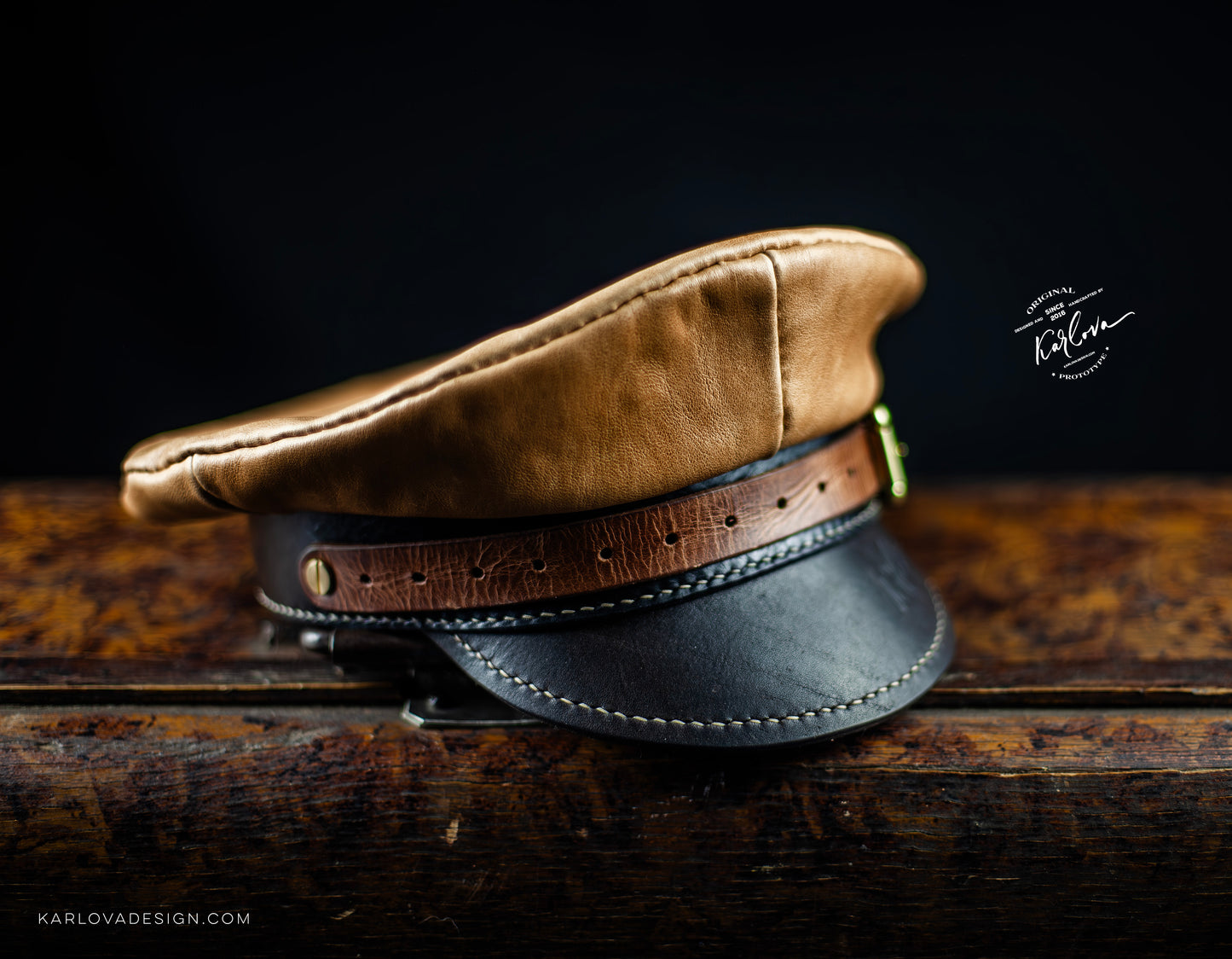 Captain's Military Cap, Hat Printable Leather Craft DIY PDF Pattern by Karlova Design, Leatherwork Template for Hand Stitching