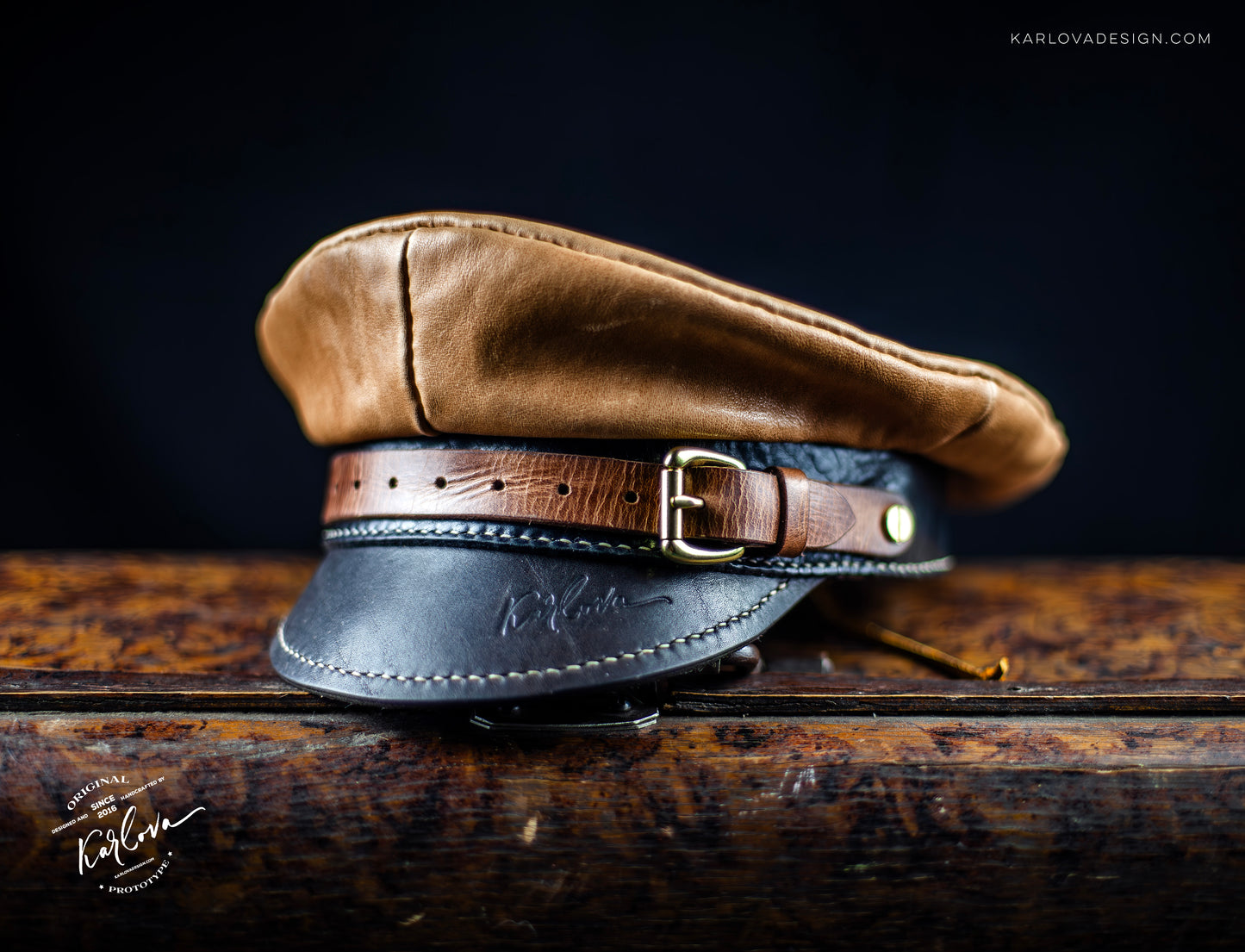 Captain's Military Cap, Hat Printable Leather Craft DIY PDF Pattern by Karlova Design, Leatherwork Template for Hand Stitching