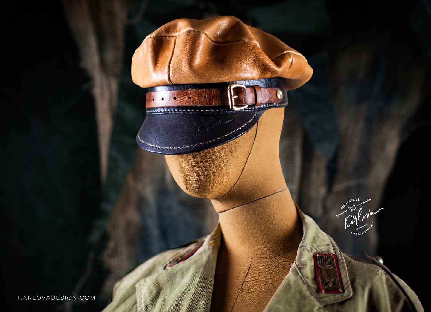 Captain's Military Cap, Hat Printable Leather Craft DIY PDF Pattern by Karlova Design, Leatherwork Template for Hand Stitching