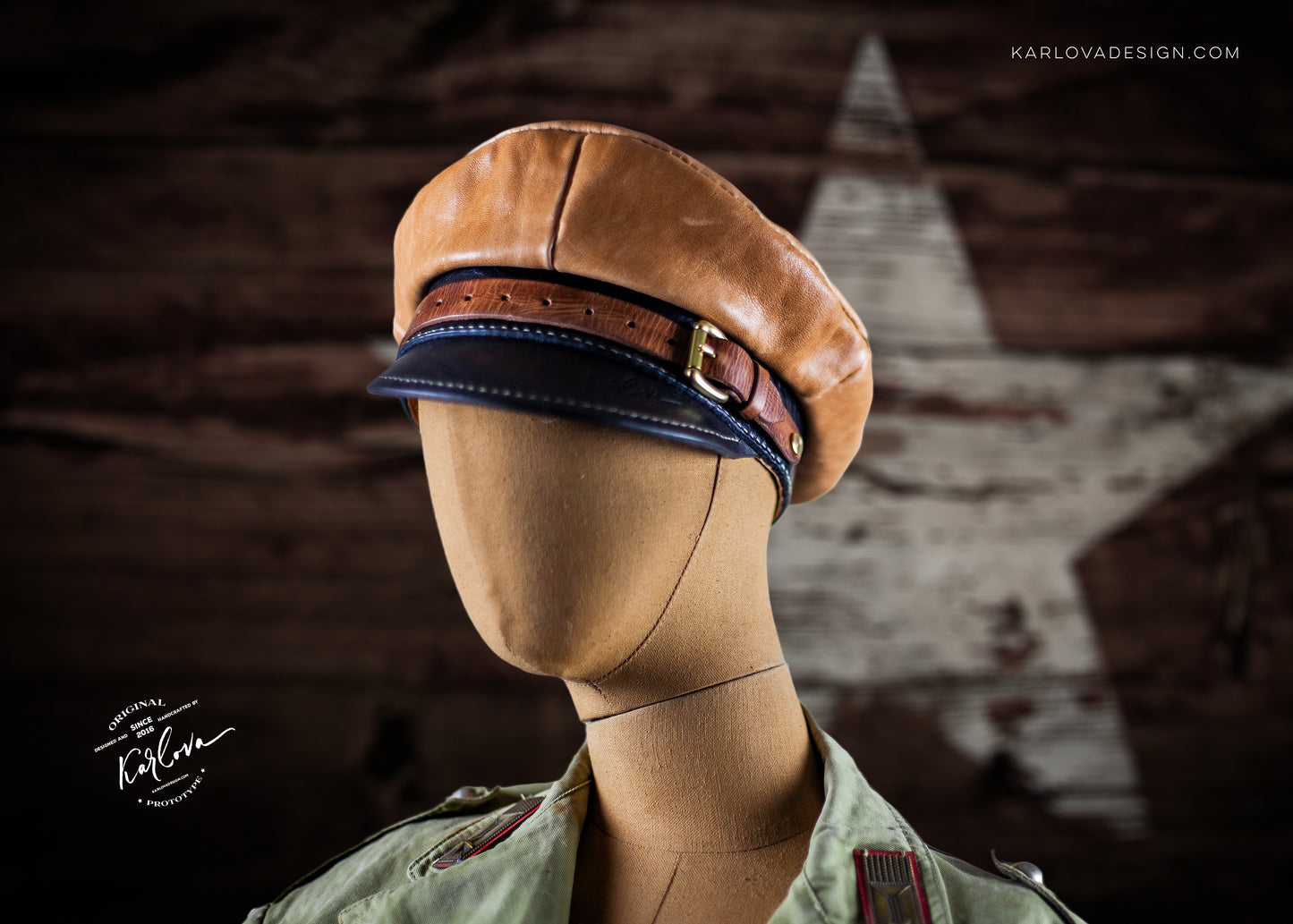 Captain's Military Cap, Hat Printable Leather Craft DIY PDF Pattern by Karlova Design, Leatherwork Template for Hand Stitching