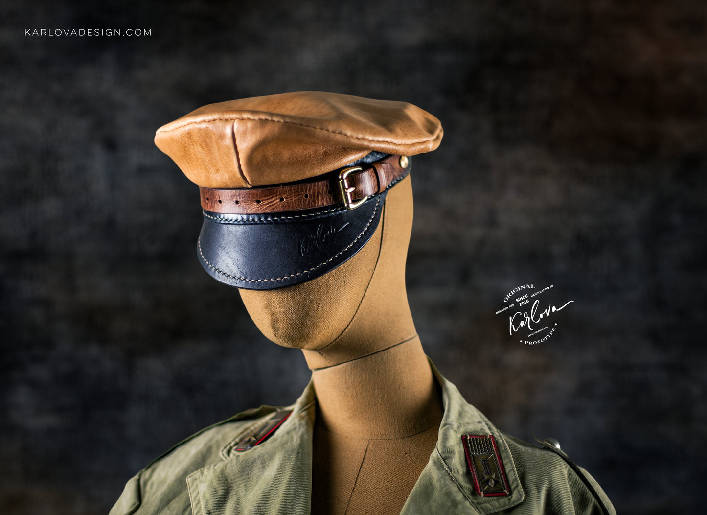 Captain's Military Cap, Hat Printable Leather Craft DIY PDF Pattern by Karlova Design, Leatherwork Template for Hand Stitching