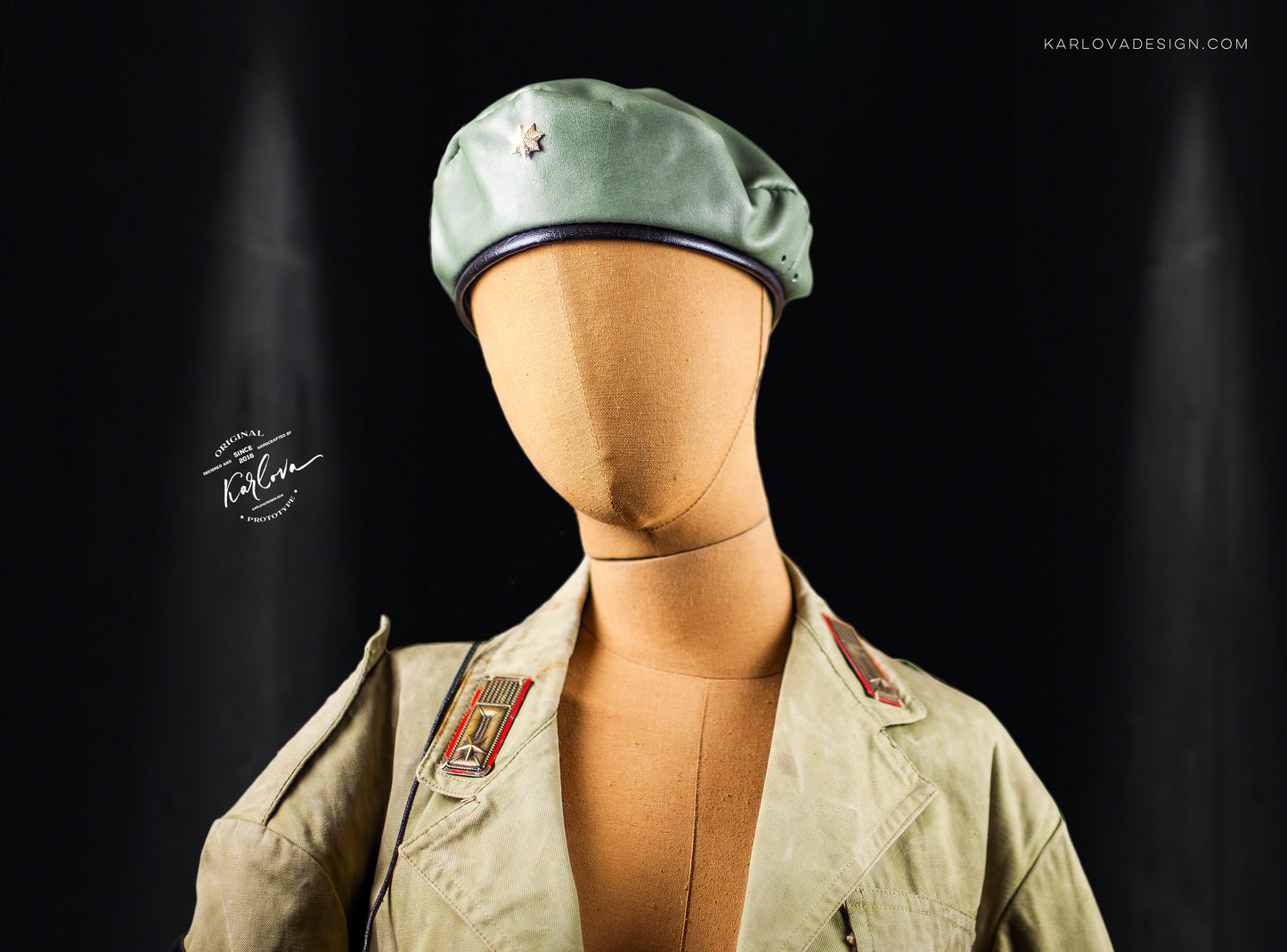 Military Army Beret, Hat Printable Leather Craft DIY PDF Pattern by Karlova Design, Leatherwork Template for Hand Stitching