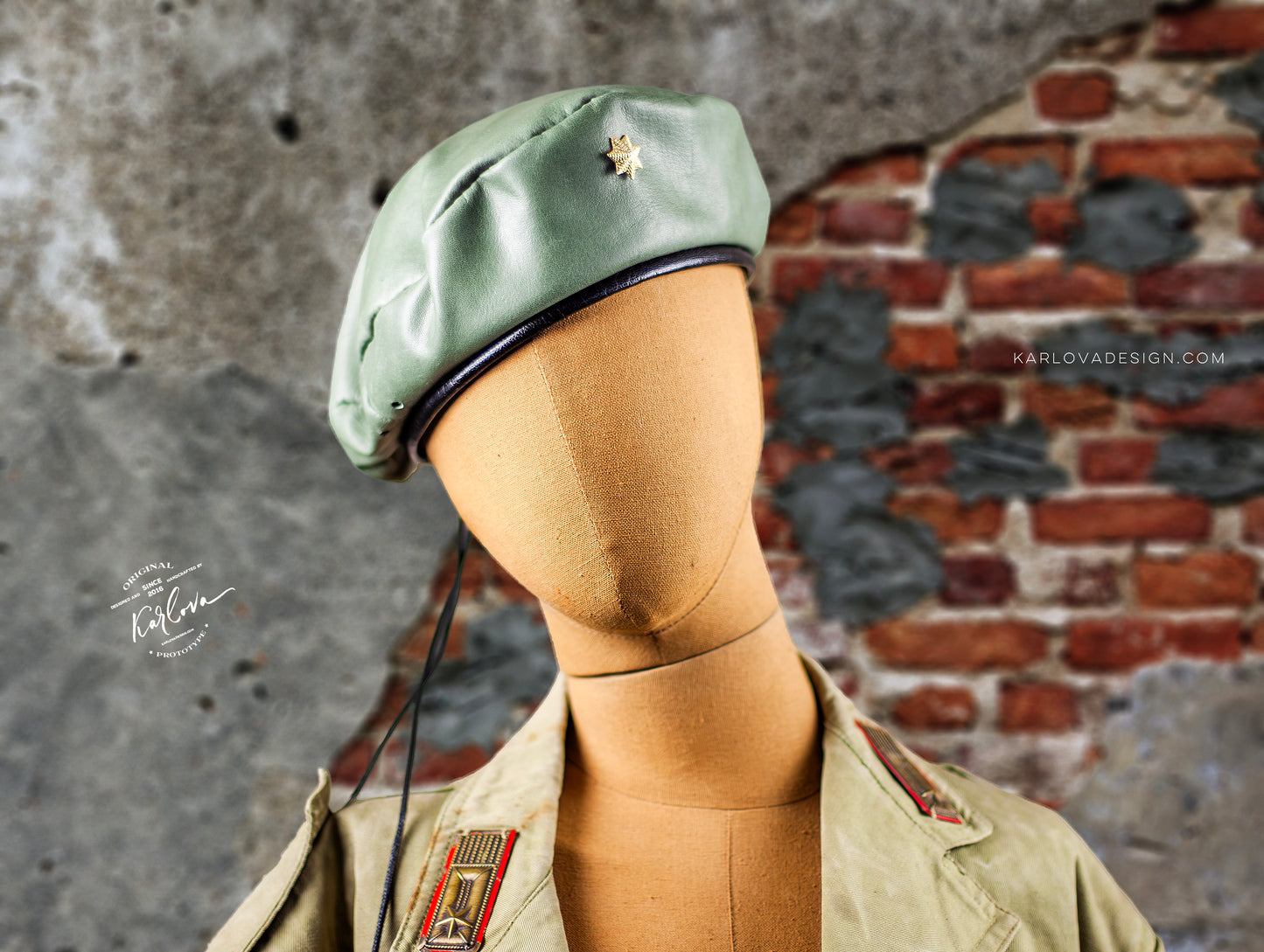 Military Army Beret, Hat Printable Leather Craft DIY PDF Pattern by Karlova Design, Leatherwork Template for Hand Stitching