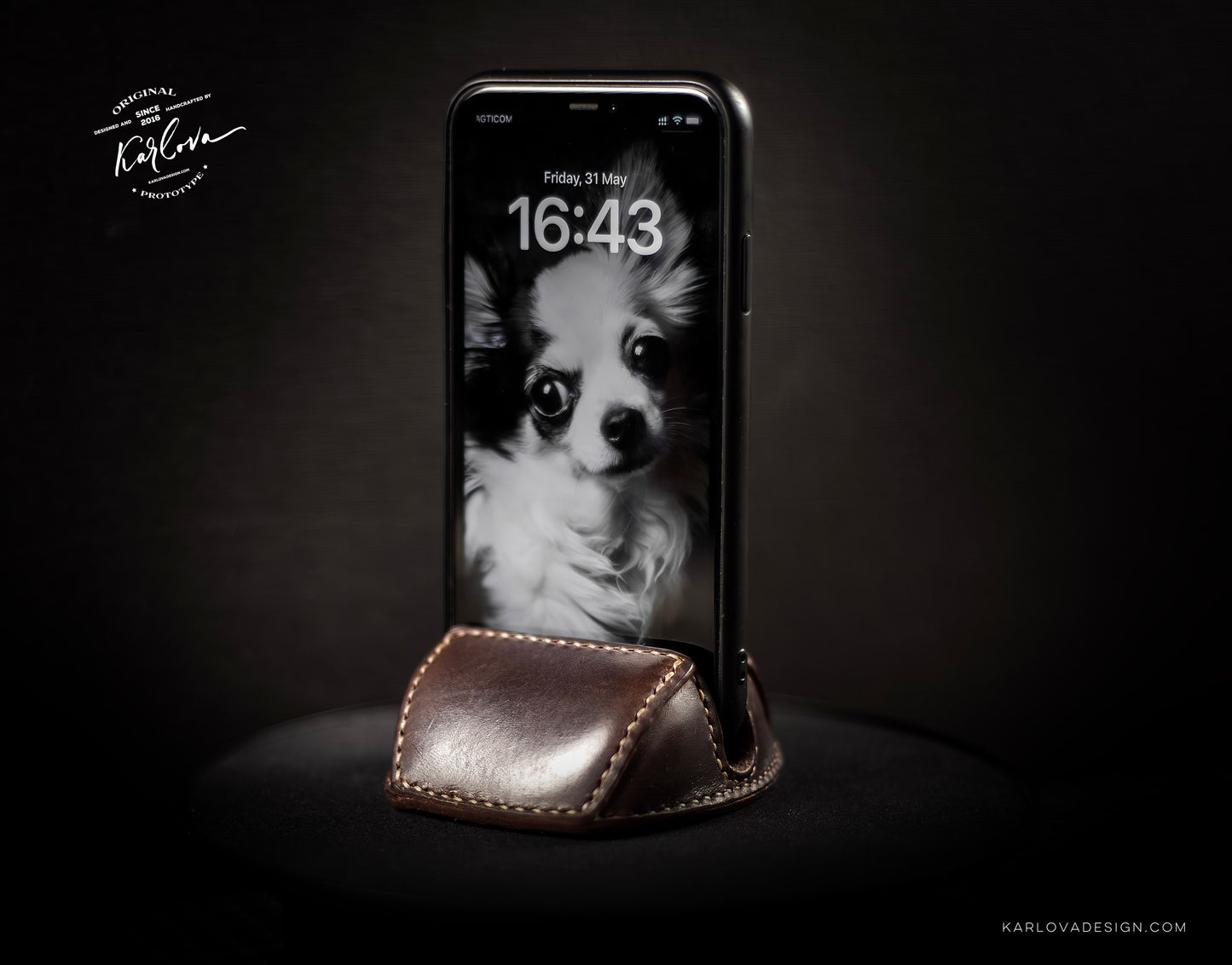 Compact Phone and Tablet Stand Printable Leather DIY PDF Pattern by Karlova Design, Leatherwork Template for Hand Stitching
