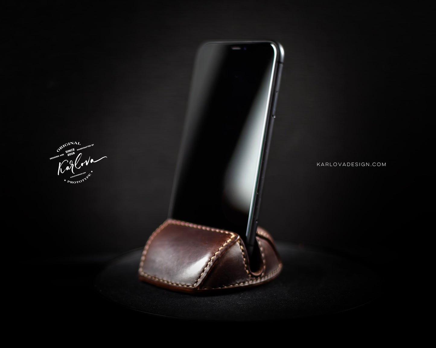 Compact Phone and Tablet Stand Printable Leather DIY PDF Pattern by Karlova Design, Leatherwork Template for Hand Stitching