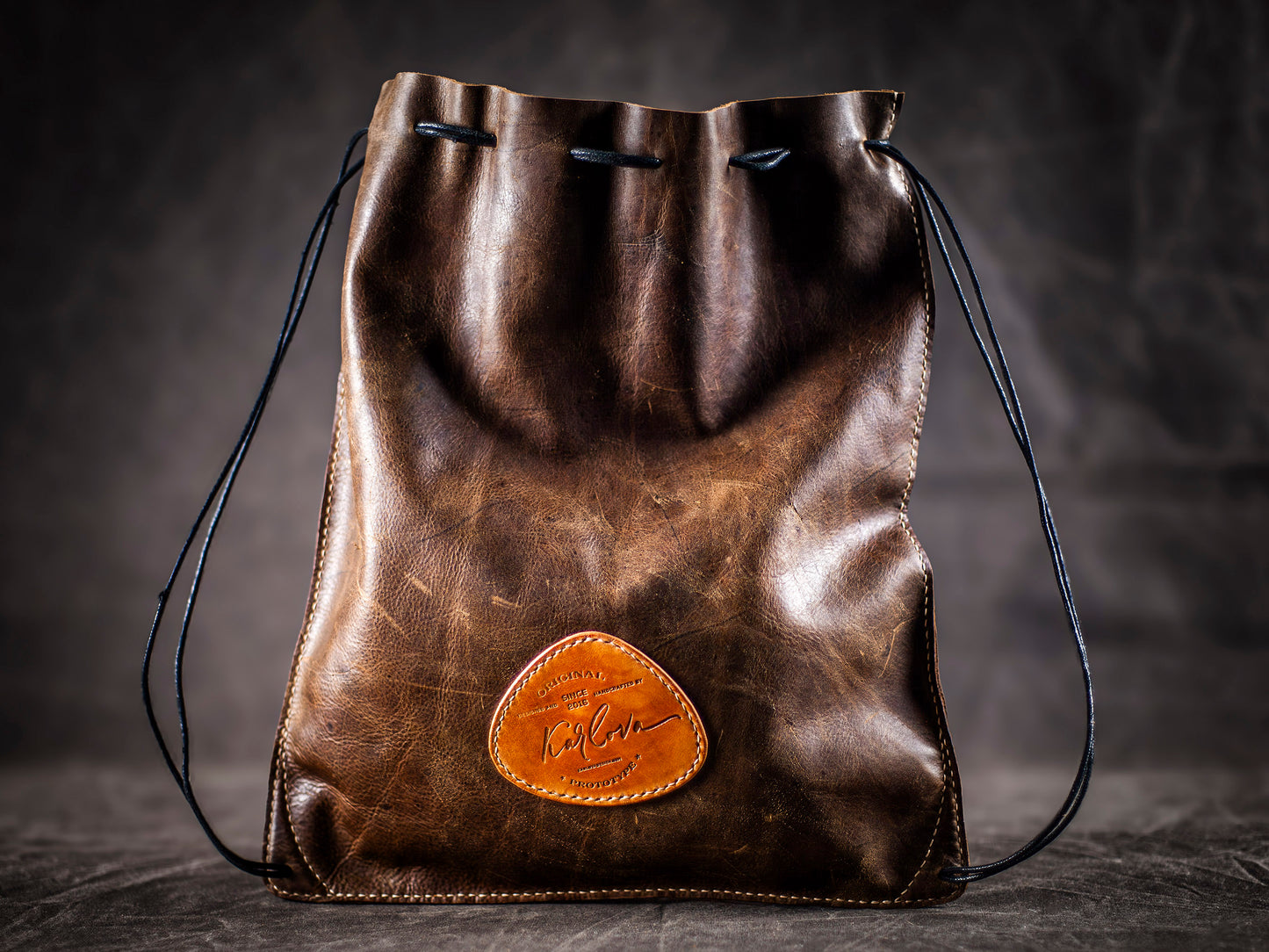 Leather Simple Drawstring Backpack Printable DIY PDF Pattern by Karlova Design, Leatherwork Template for Hand Stitching with Video Tutorial Build Along