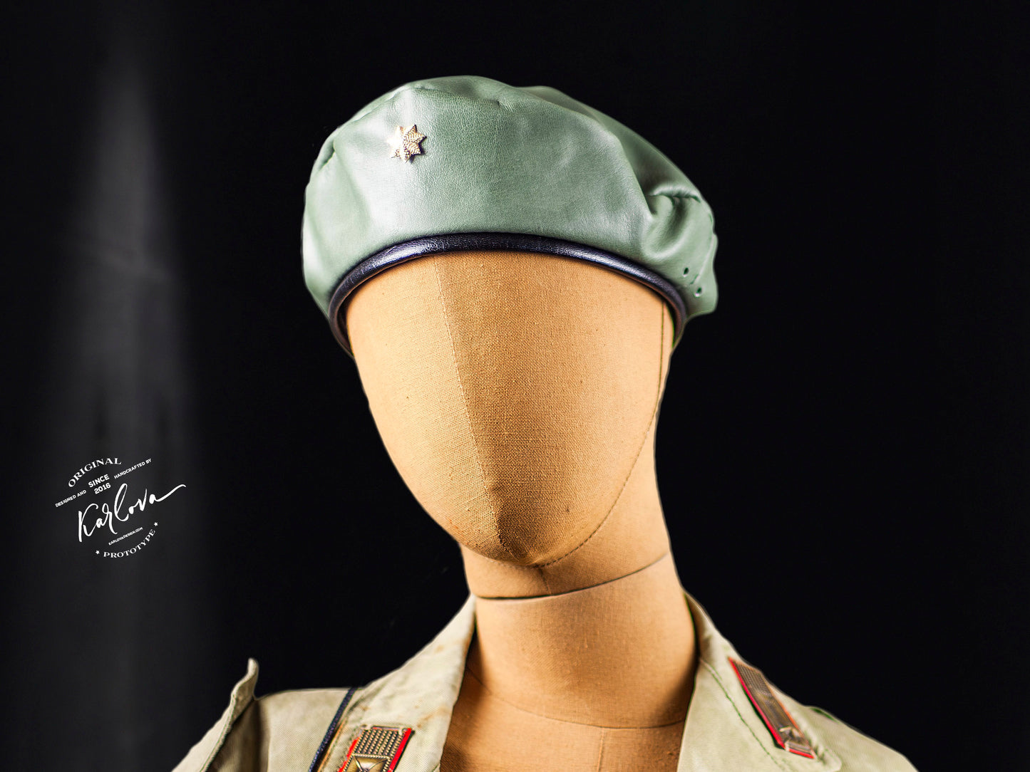 Military Army Beret, Hat Printable Leather Craft DIY PDF Pattern by Karlova Design, Leatherwork Template for Hand Stitching