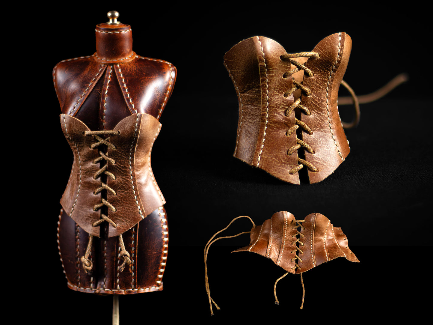 Mini Doll Corset For Dress Form Printable Leather Craft DIY PDF Pattern by Karlova Design, Leatherwork Template for Hand Stitching