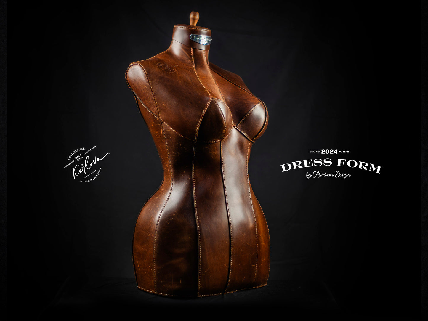 Dress Form, Mannequin, Tailor Dummy Printable Leather DIY PDF Pattern by Karlova Design, Leatherwork Template for Hand Stitching with Video Tutorial Build Along