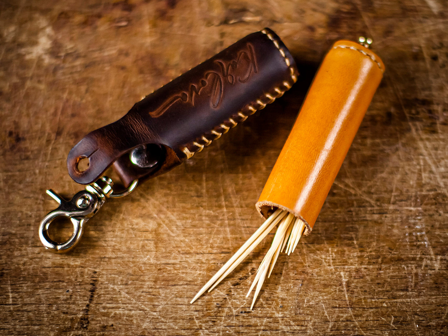 Toothpick Case Key Fob Printable Leather Craft DIY PDF Pattern by Karlova Design, Leatherwork Template for Hand Stitching