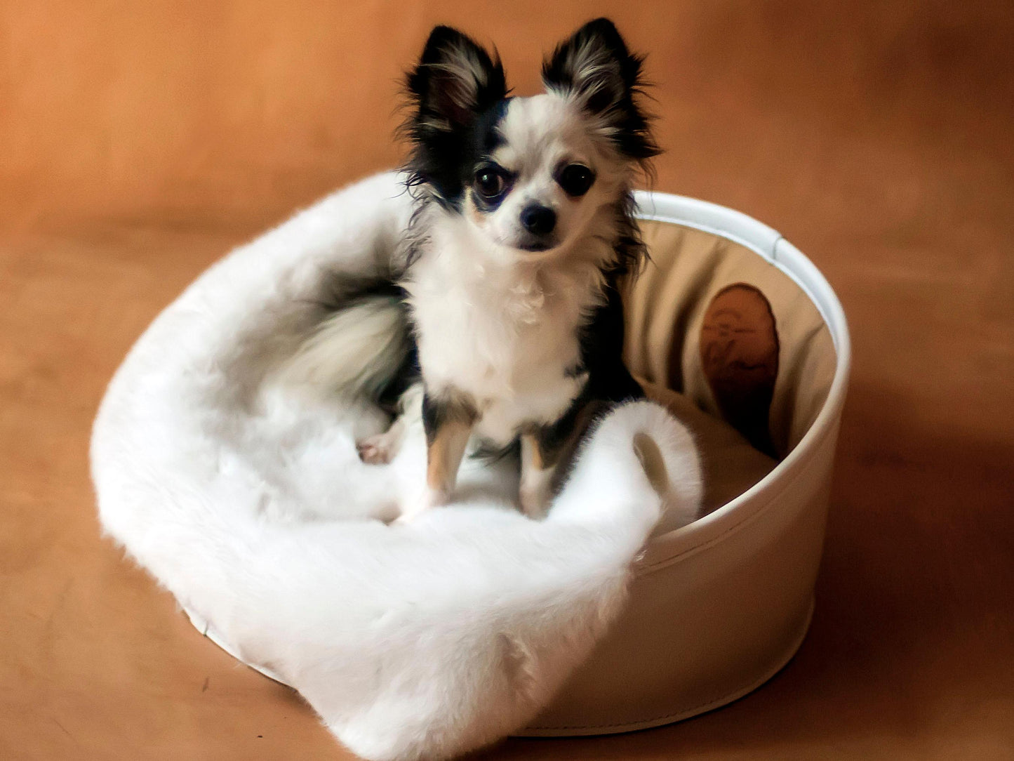 Dog bed, cat bed, round pet bed printable leather craft DIY PDF pattern by Karlova Design, leatherwork template for hand stitching