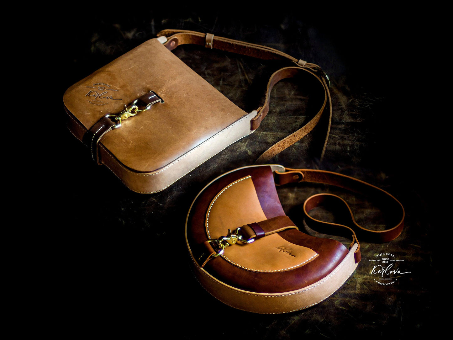 Printable Leather Craft DIY PDF Pattern by Karlova Design, Leatherwork Template for Hand Stitching